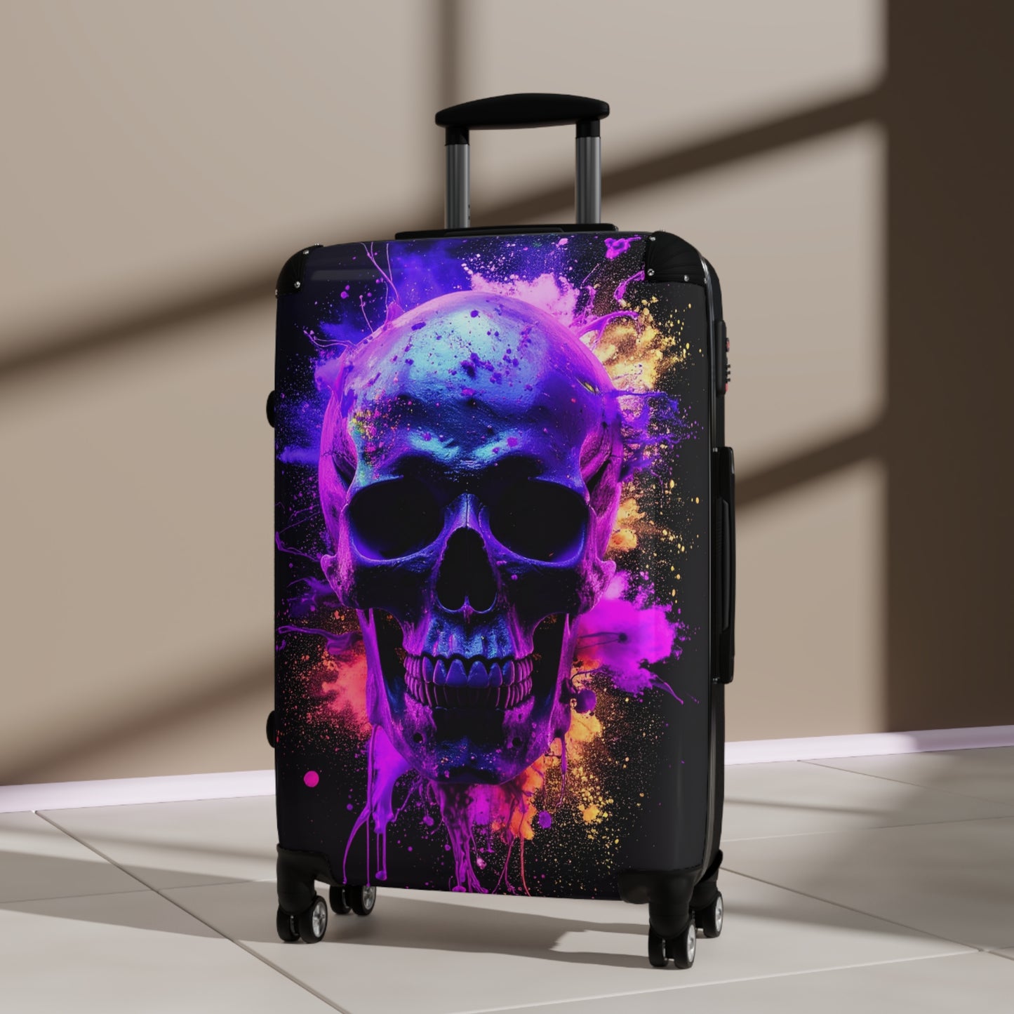 Vibrant Skull Suitcase - Perfect for Travel Lovers, Adventure Seekers, Halloween, Unique Gift, Colorful Luggage
