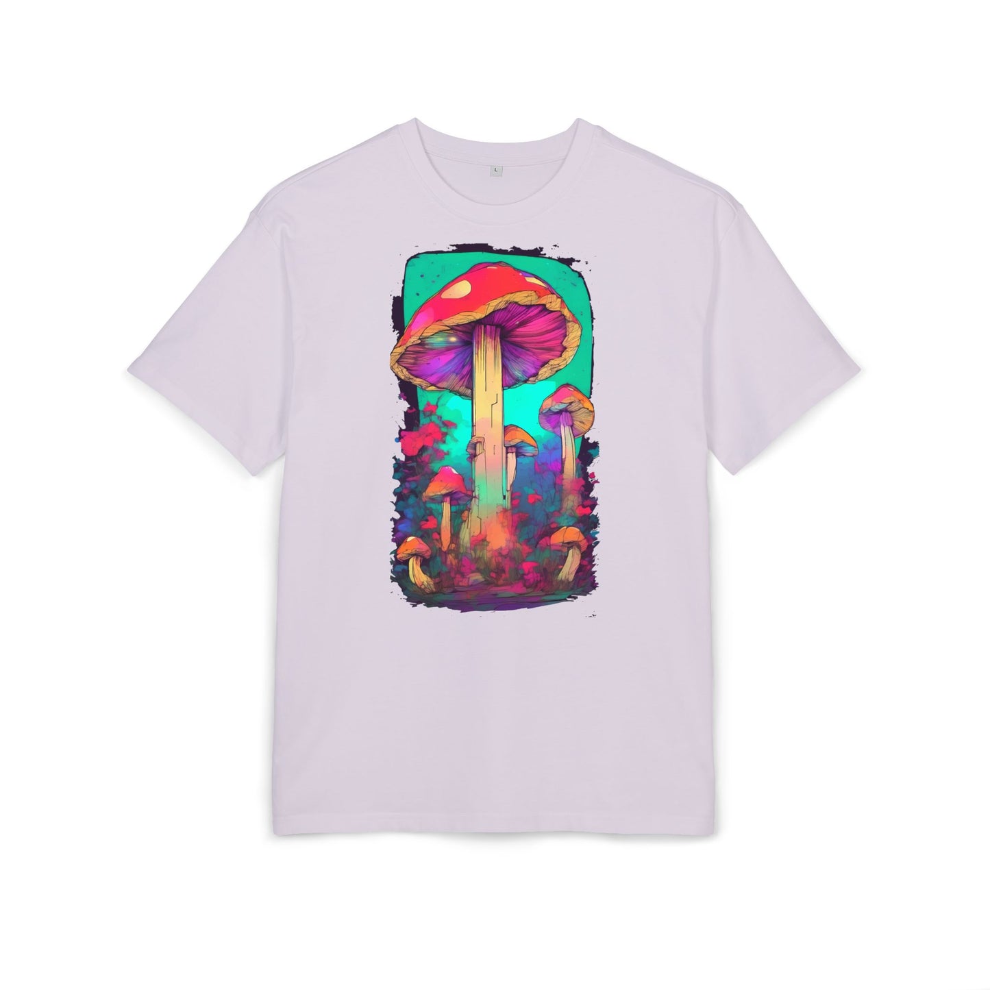 Vibrant Mushroom Art Oversized Tee, Unisex Graphic T-Shirt, Trendy Casual Style, Nature Lover Gift, Festival Clothing, Psychedelic Design