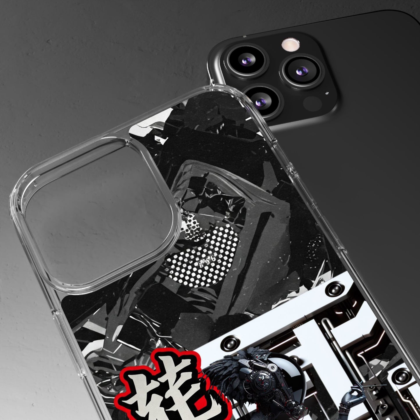 Clear Phone Case with Stylish Graphic Design for Tech Enthusiasts