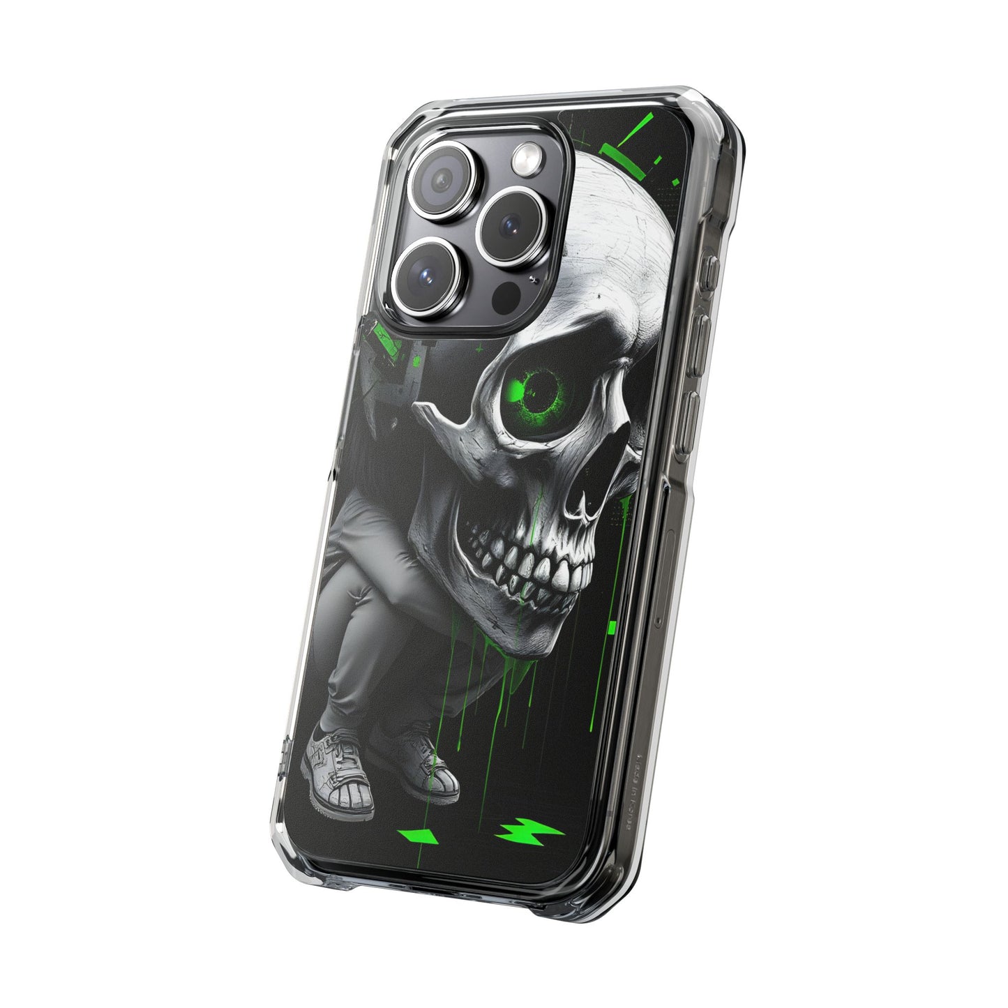 Edgy Skull Phone Case - Magnetic Clear Impact Cases, Unique Phone Cover, Goth Accessory, Halloween Gift, Stylish Tech Protection