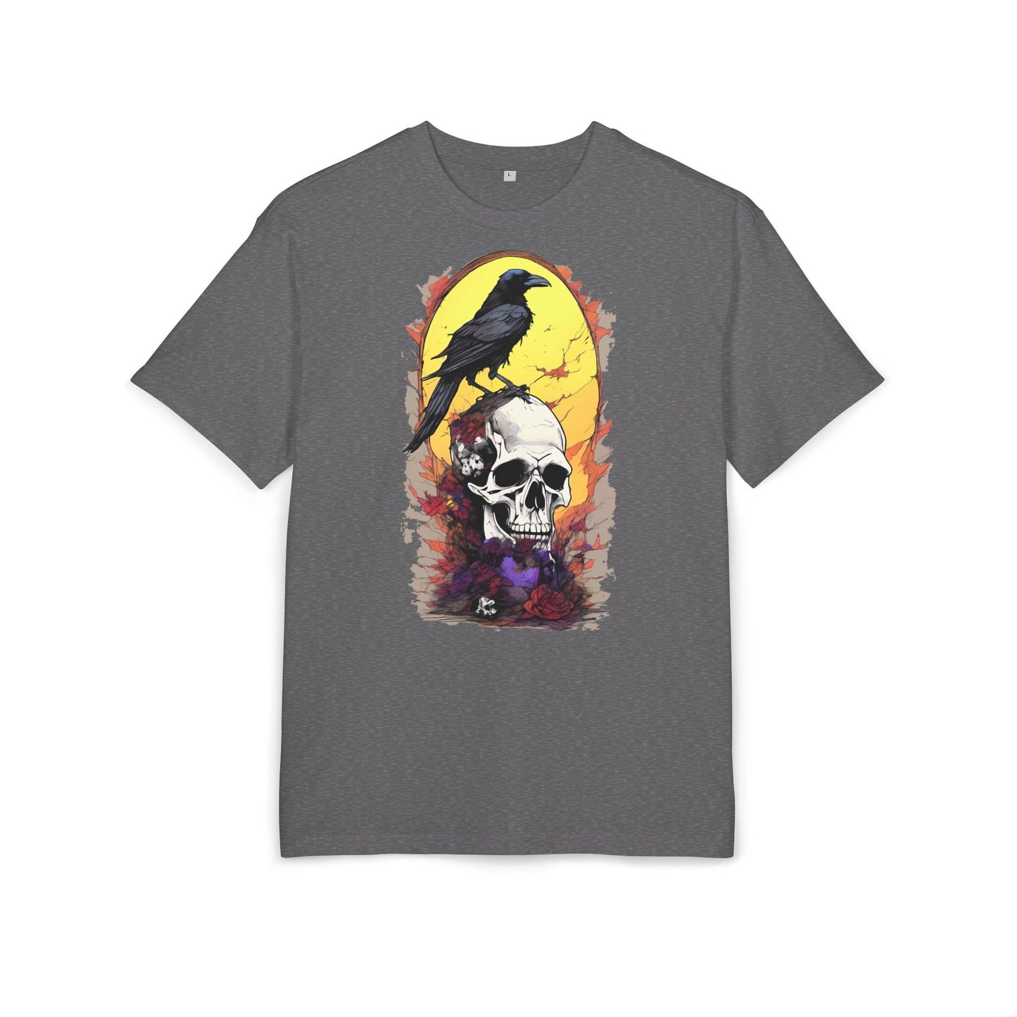 Gothic Raven & Skull Tee, Unisex Oversized Shirt, Edgy Halloween Fashion, Alternative Streetwear, Unique Graphic Tee, Perfect Gift