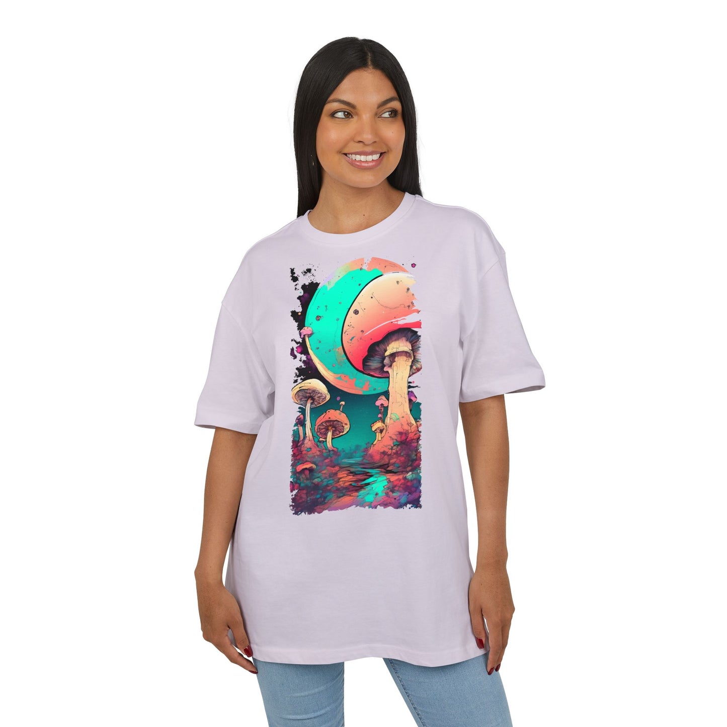 Cosmic Mushroom Graphic Tee, Unisex Oversized Shirt, Boho Vibe Top, Festival Wear, Unique Gift for Nature Lovers, Relaxed Fit Shirt