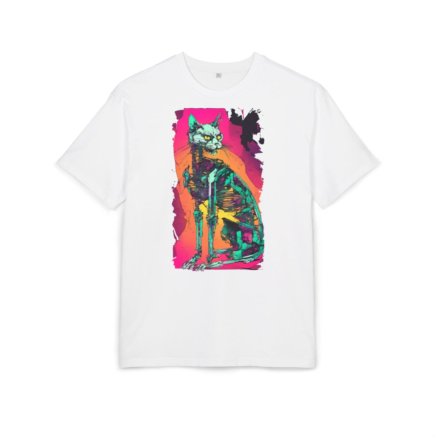 Vibrant Cat Art Tee, Unisex Oversized T-Shirt, Colorful Pet Lover Gift, Unique Graphic Shirt, Casual Everyday Wear