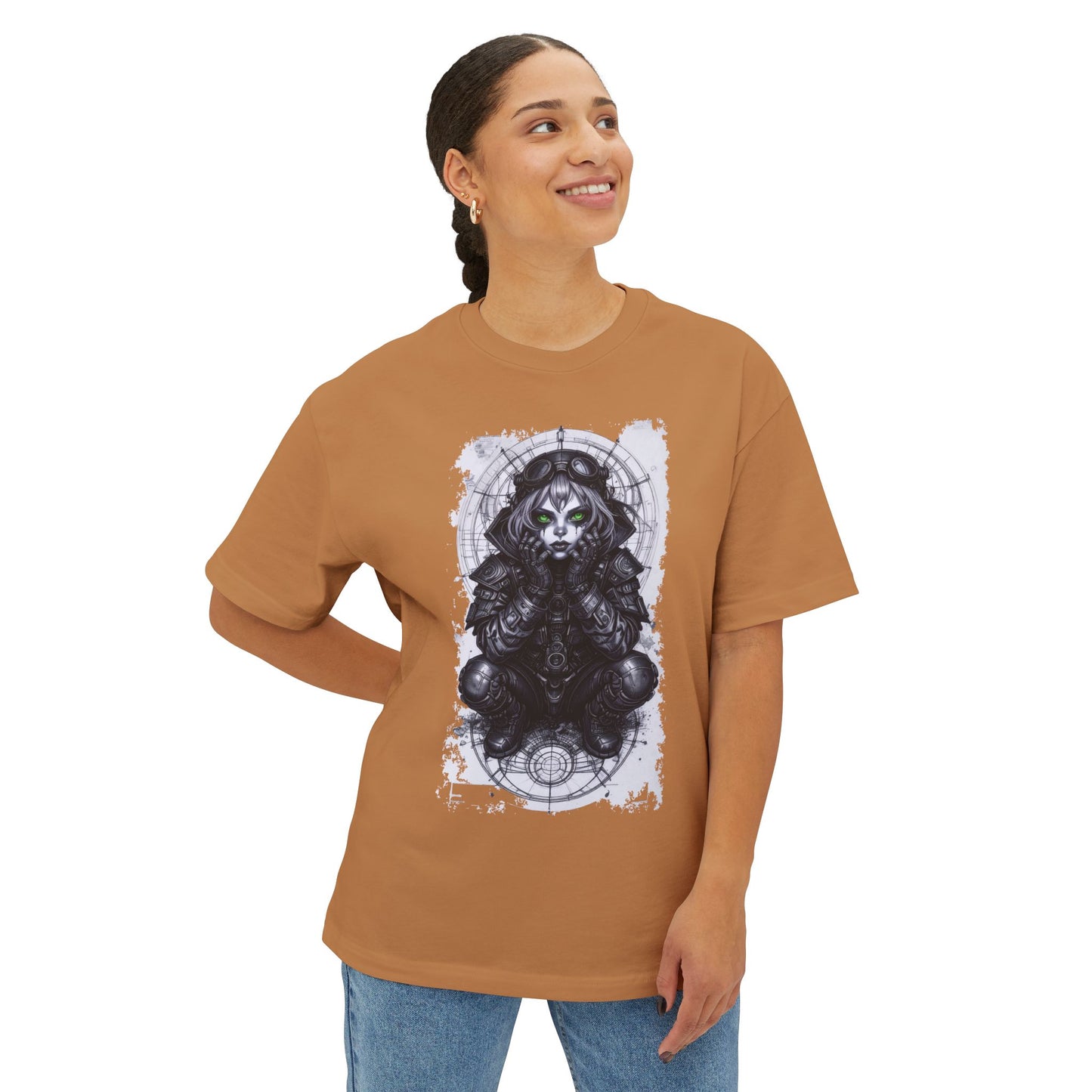 Gothic Graphic Unisex Boxy Tee - Oversized White T-Shirt for Alternative Fashion, Casual Wear, Gift for Festivals, Streetwear