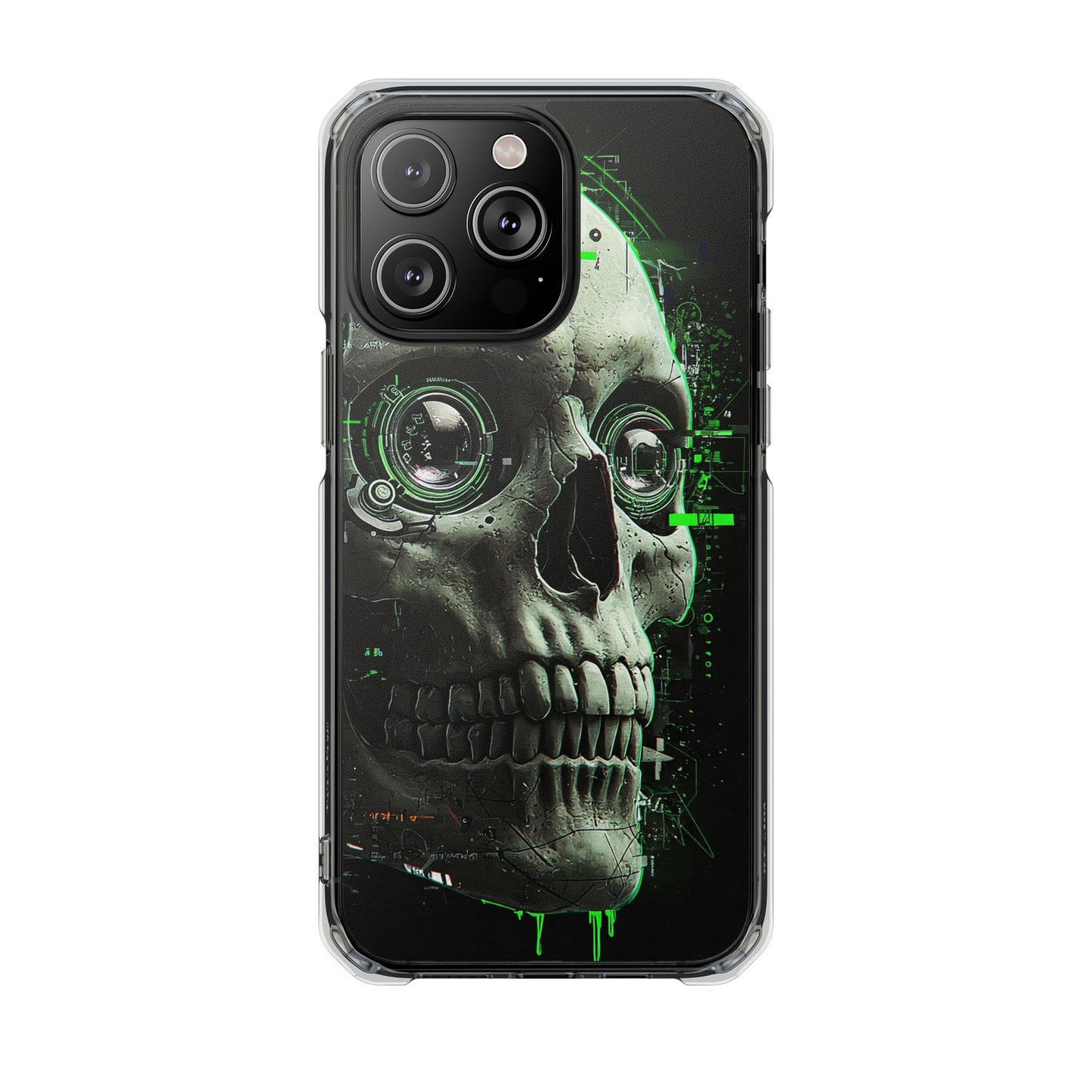 Gothic Skull Phone Case, Cyberpunk Design, Clear Impact Protection, Unique Gift for Him, Halloween Accessories, Tech Lover