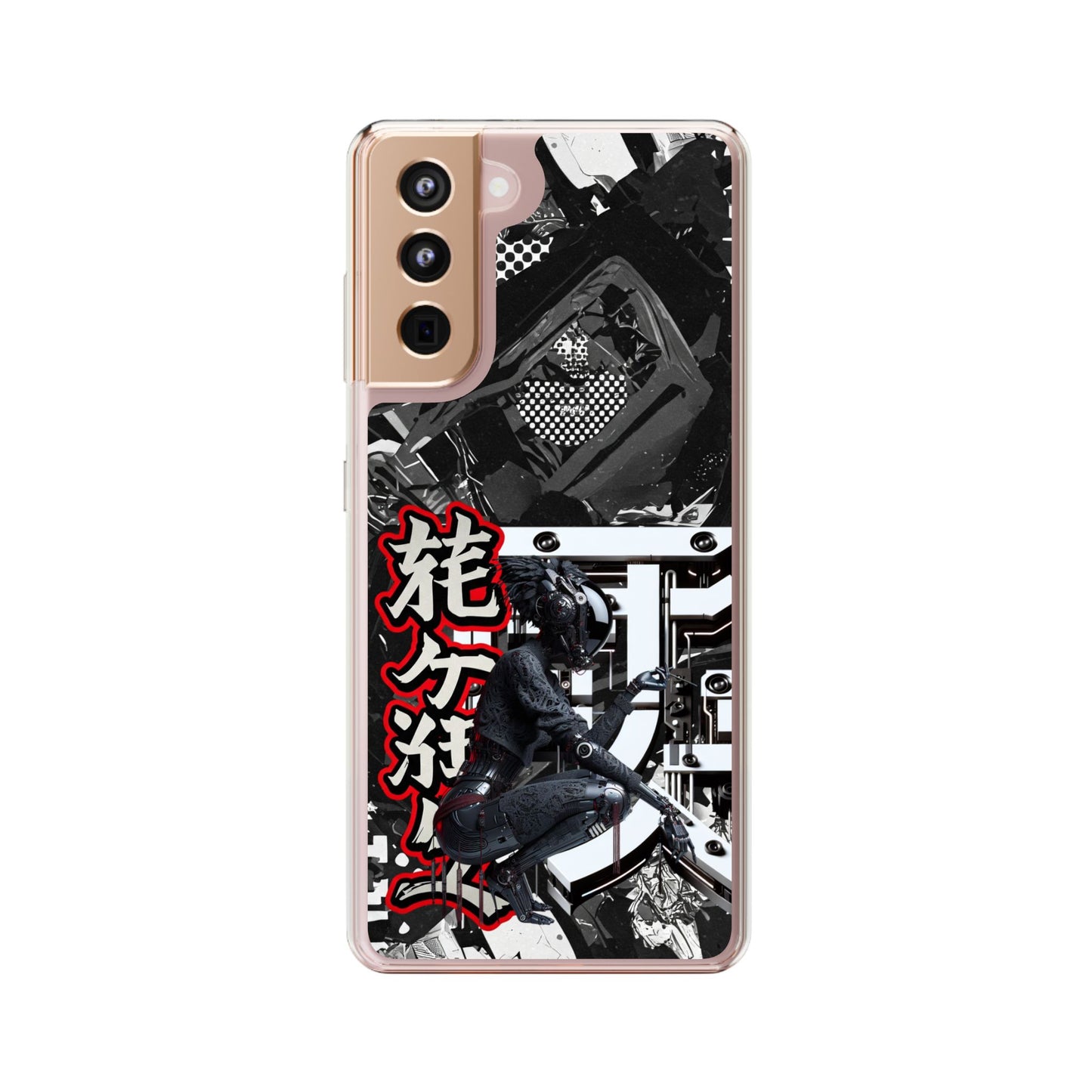 Clear Phone Case with Stylish Graphic Design for Tech Enthusiasts