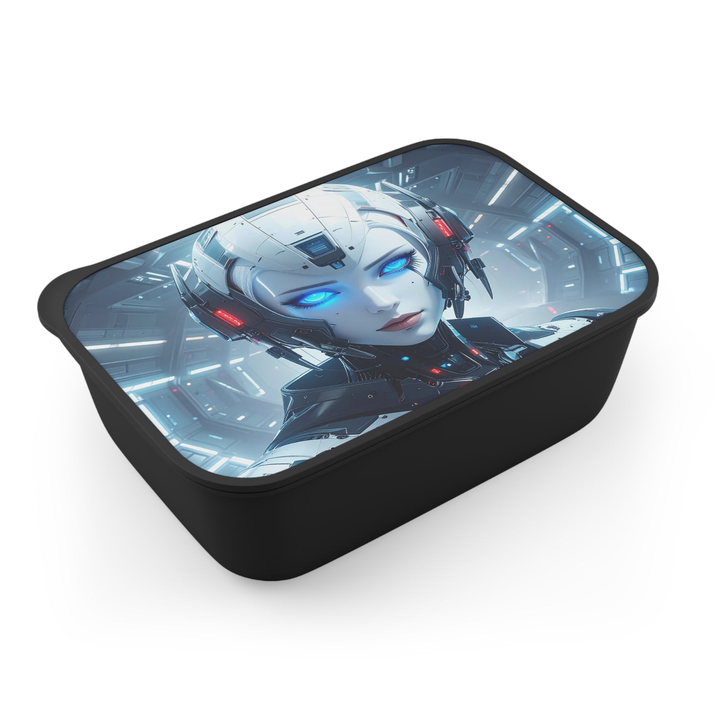 Futuristic Bento Box with Utensils, Space Design Lunch Container, Gift for Tech Lovers, Sci-Fi Bento, Robotic Meal Prep