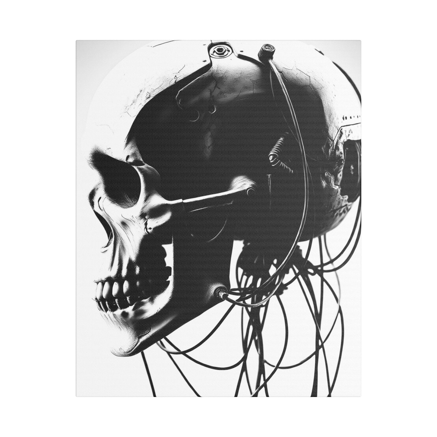 Gothic Skull Canvas Art, Black and White Stretched Wall Decor, Edgy Home Aesthetic, Perfect for Halloween and Punk Lovers
