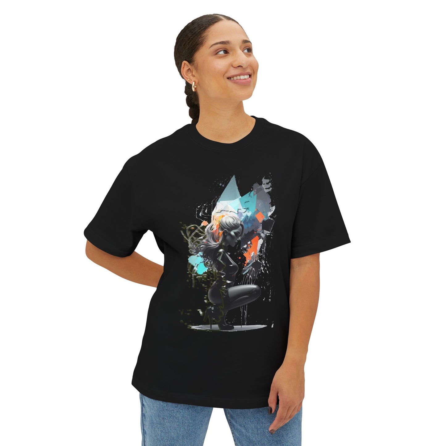 Artistic Unisex Oversized Boxy Tee - Trendy Graphic T-Shirt, Casual Wear, Gift for Art Lovers, Summer Outfit, Streetwear Style