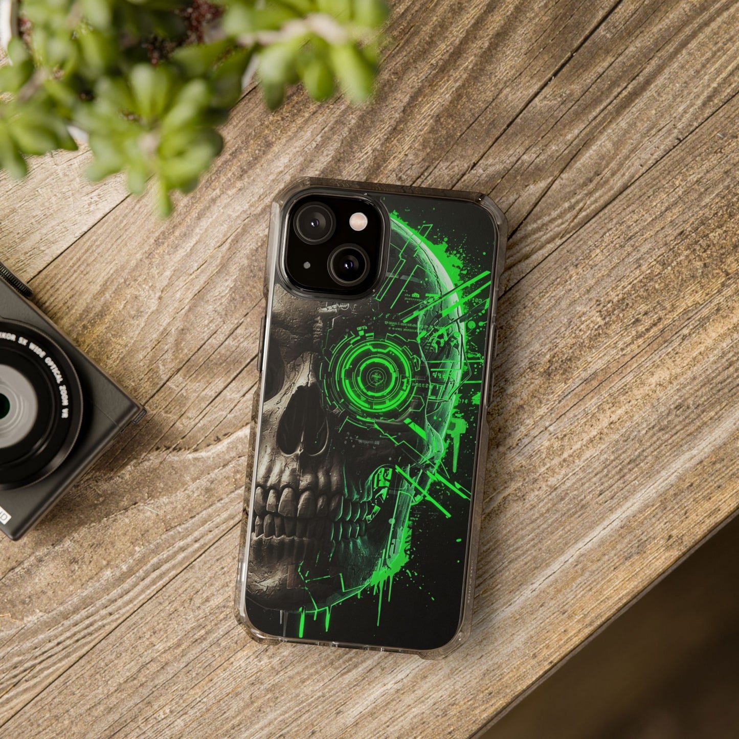 Skull Graphic Phone Case - Magnetic Clear Impact Cases, Skull Design, Unique Phone Protection, Edgy Gift for Tech Lovers