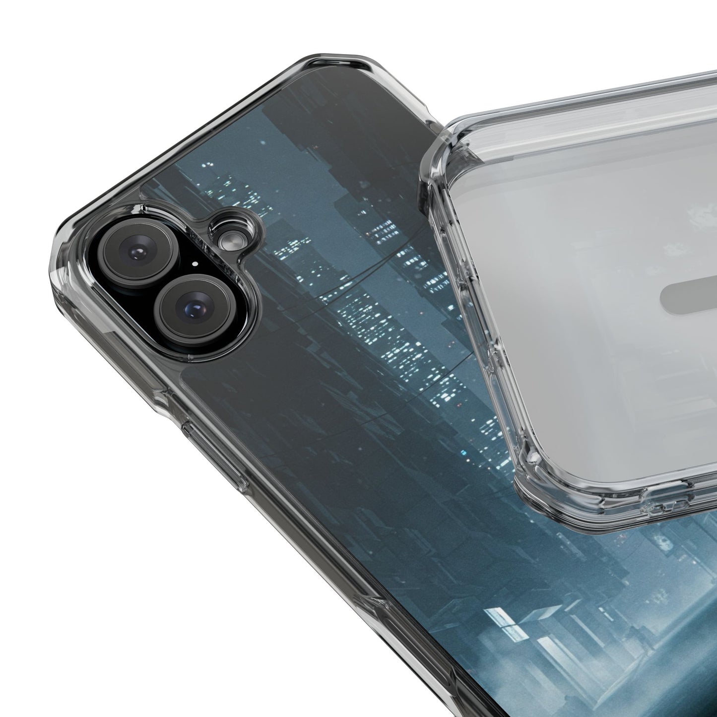 Magnetic Clear Impact Cases for Phones | Urban Nightscape Design | Unique Phone Accessories, Gift for Tech Lovers, Protective Cases