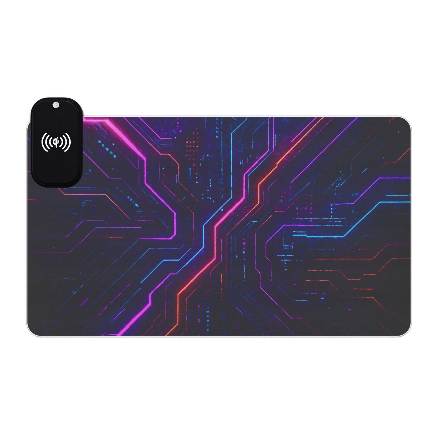 LED Gaming Mouse Pad with Wireless Charging - Futuristic Tech Design, Gamer Accessories, Desk Decor, Birthday Gifts, Game Night Essentials