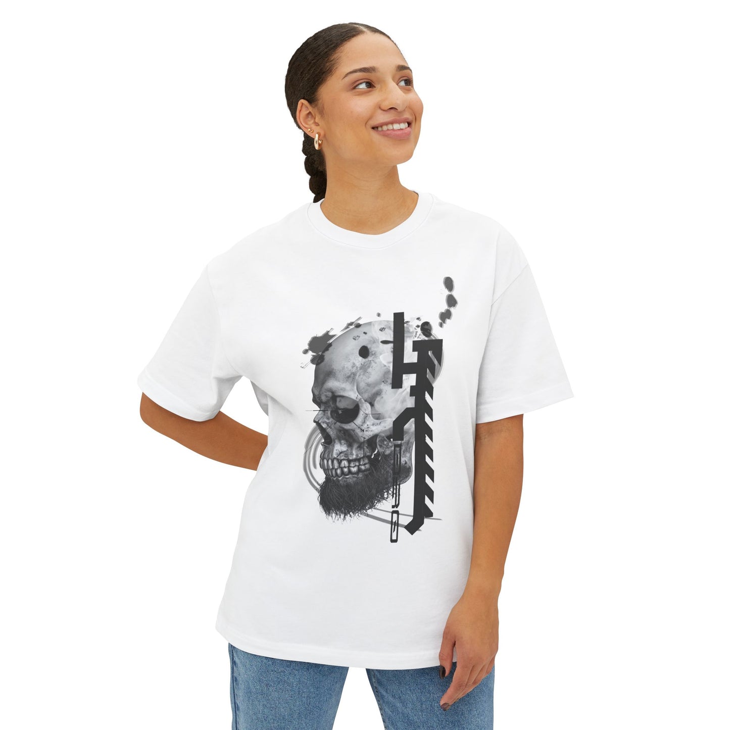Gothic Skull Oversized Tee, Unisex Graphic T-Shirt, Edgy Streetwear Top, Alternative Fashion Apparel, Casual Wear for Events