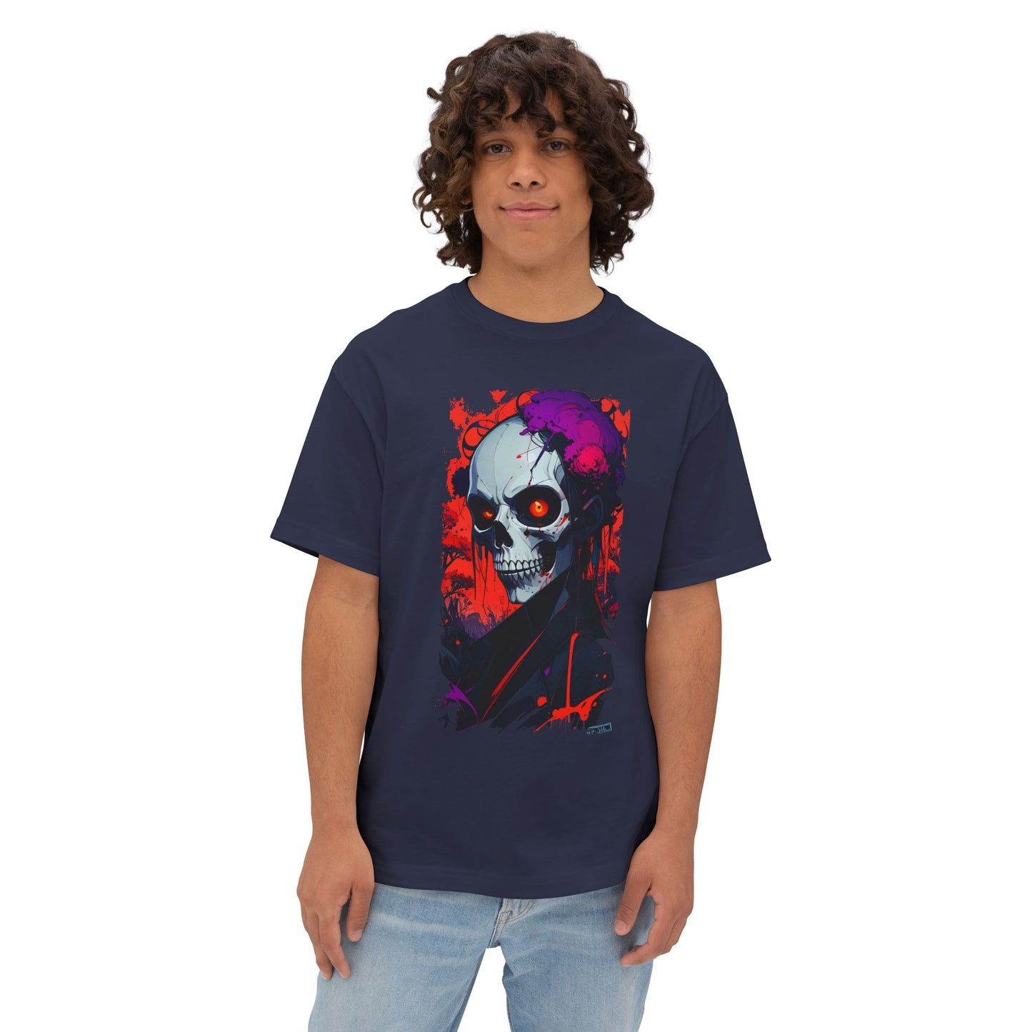 Edgy Skull Graphic Tee, Oversized T-Shirt for Casual Wear, Halloween Costume, Streetwear Fashion, Unisex Gift Idea