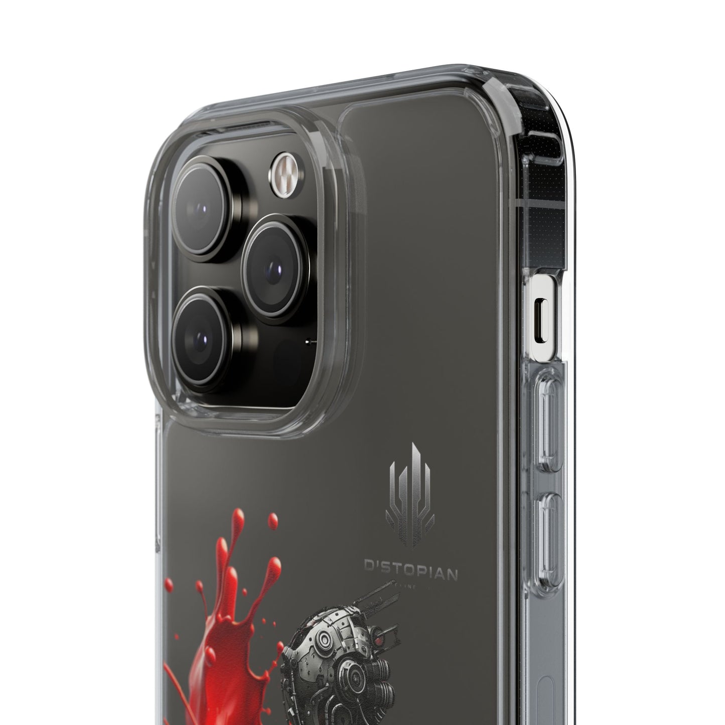 Dystopian Art Clear Phone Case - Futuristic Style with Bold Design