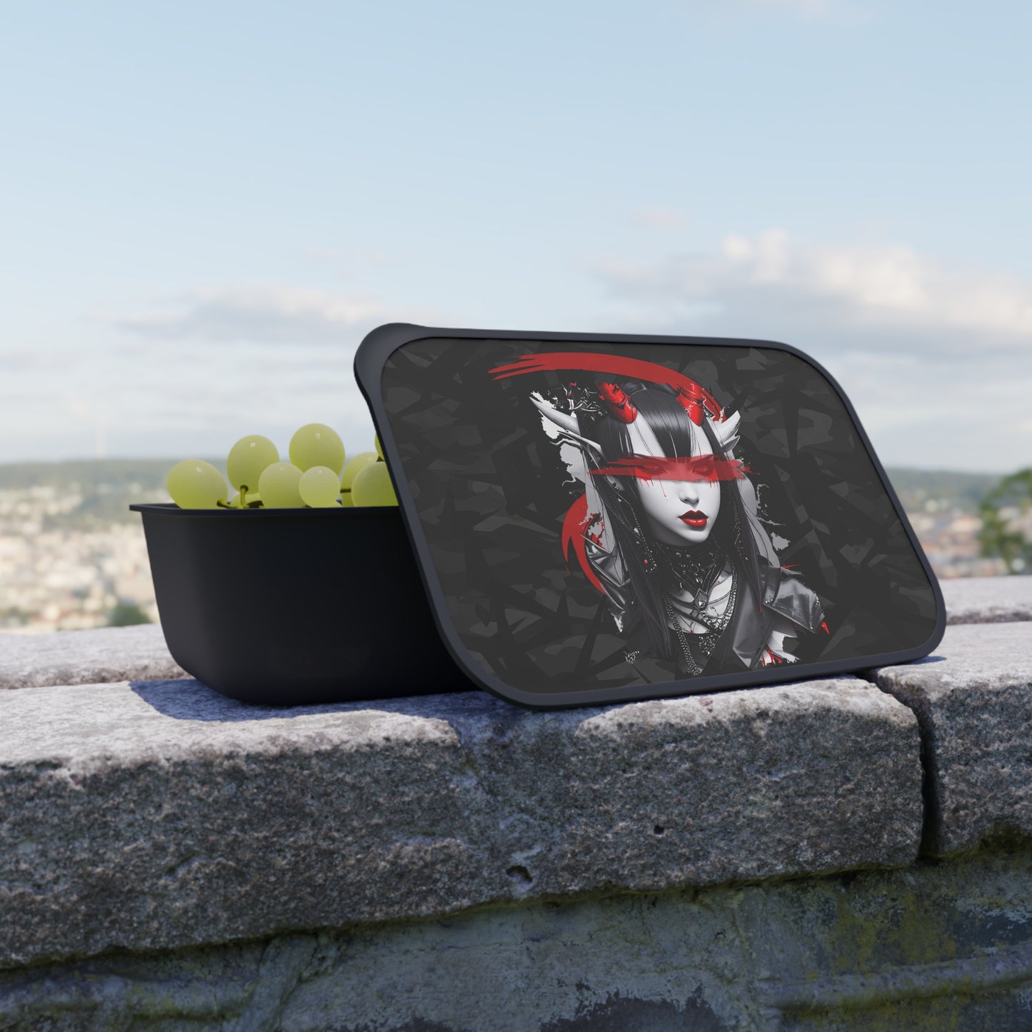 Gothic Bento Box with Utensils, Unique Lunch Container, Kawaii Bento, Anime Style Lunchbox, Gift for Food Lovers, Dark Aesthetic