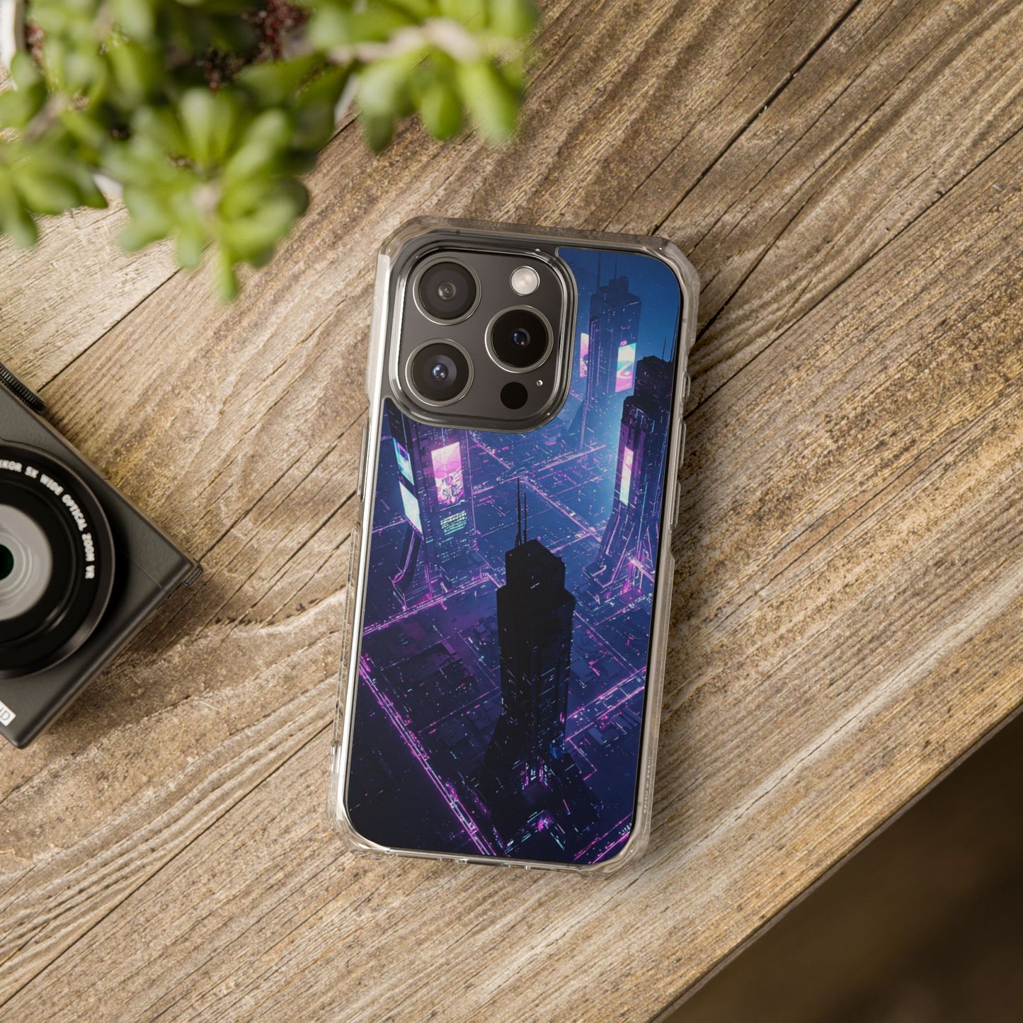 Futuristic Cityscape Phone Case, Customizable Clear Impact Case, Gift for Tech Lovers, Unique Phone Accessory, Aesthetic Cell Phone Cover