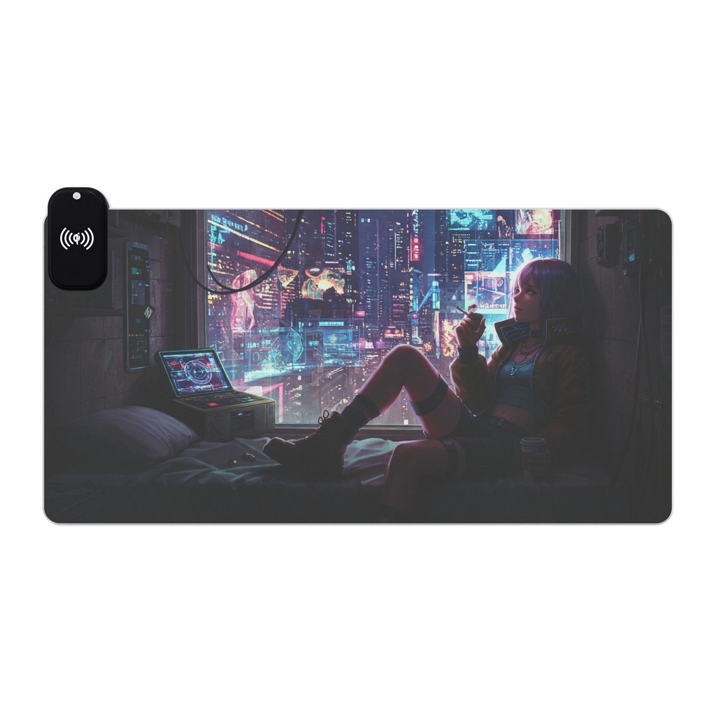 LED Gaming Mouse Pad with Wireless Charging - Futuristic Gamer Desk Accessory, RGB Desk Mat, Gaming Setup Decor, Perfect for Gifts
