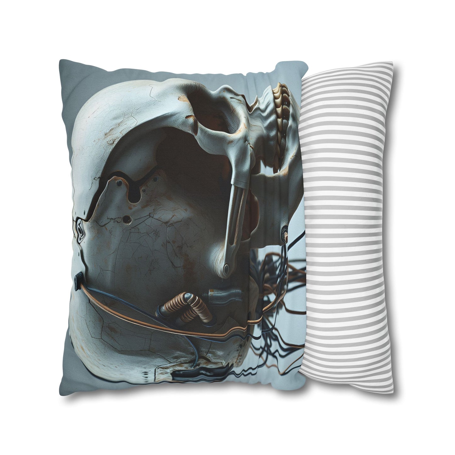 Square Pillowcase Futuristic Edge Skull Design Pillowcase