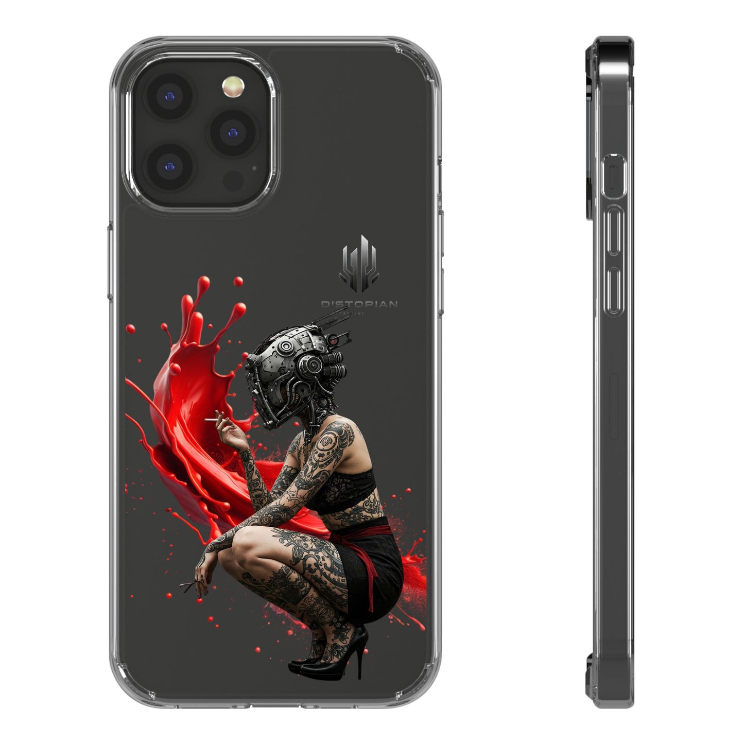 Dystopian Art Clear Phone Case - Futuristic Style with Bold Design