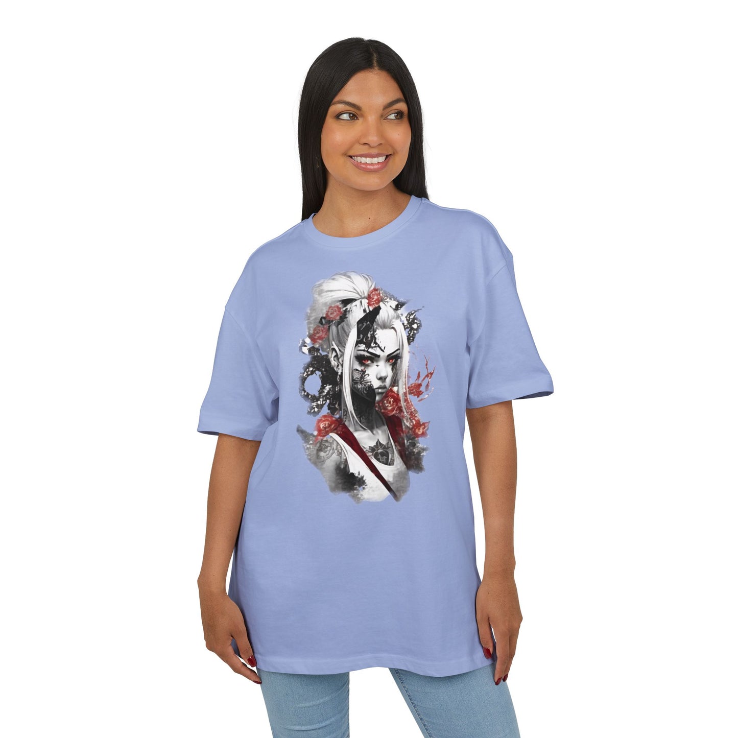 Artistic Unisex Heavy Oversize Tee - Bold Floral Graphics