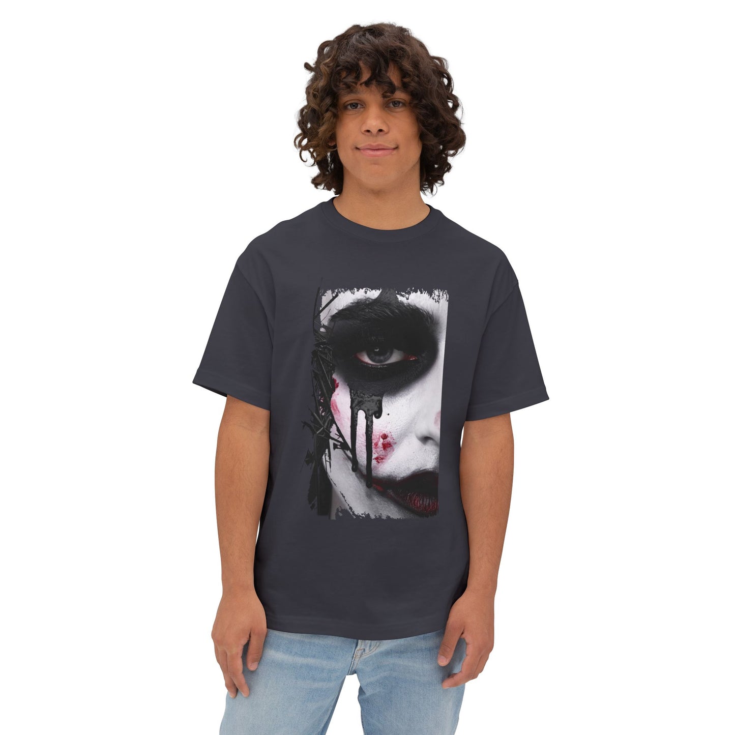 Gothic Art Oversized Tee, Unisex Graphic Shirt, Dark Art Apparel, Spooky Casual Fashion, Unique Streetwear
