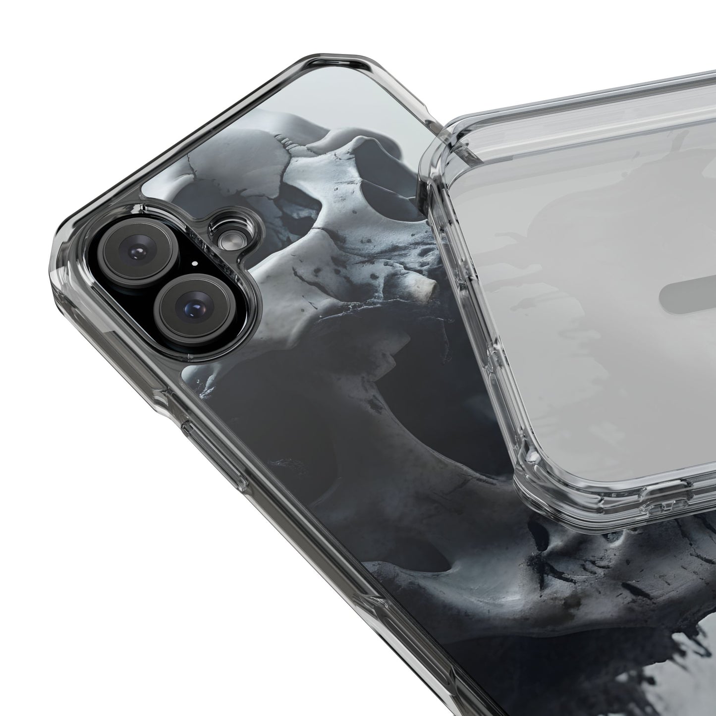 Unique Skull Design Magnetic Clear Impact Cases, Skull Phone Cases, Gothic Accessories, Halloween Gifts, Edgy Mobile Covers