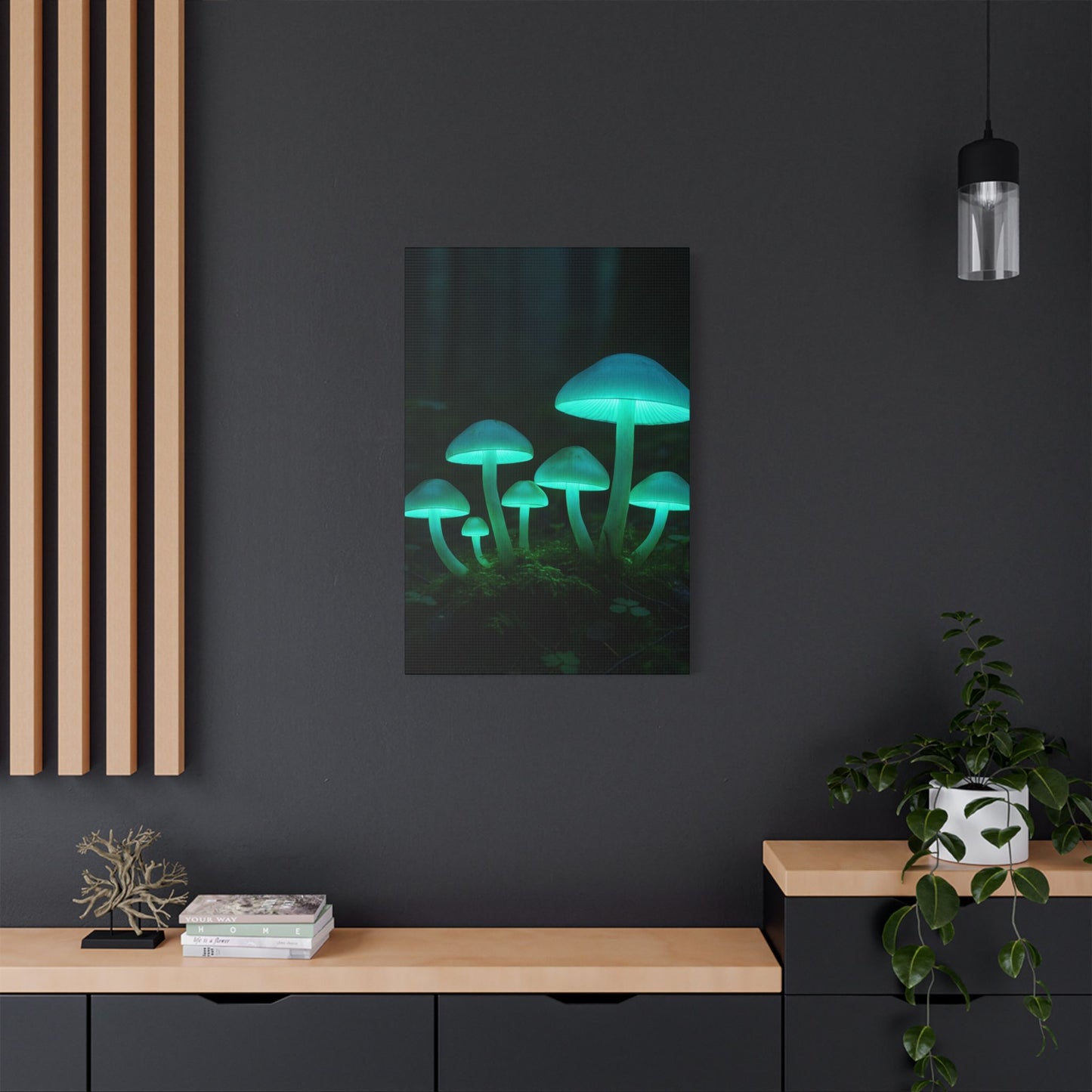 Glowing Mushroom Canvas Art Print, Mystical Wall Decor, Nature Lovers Gift, Home Aesthetic, Unique Artwork for Bedrooms, Living Rooms