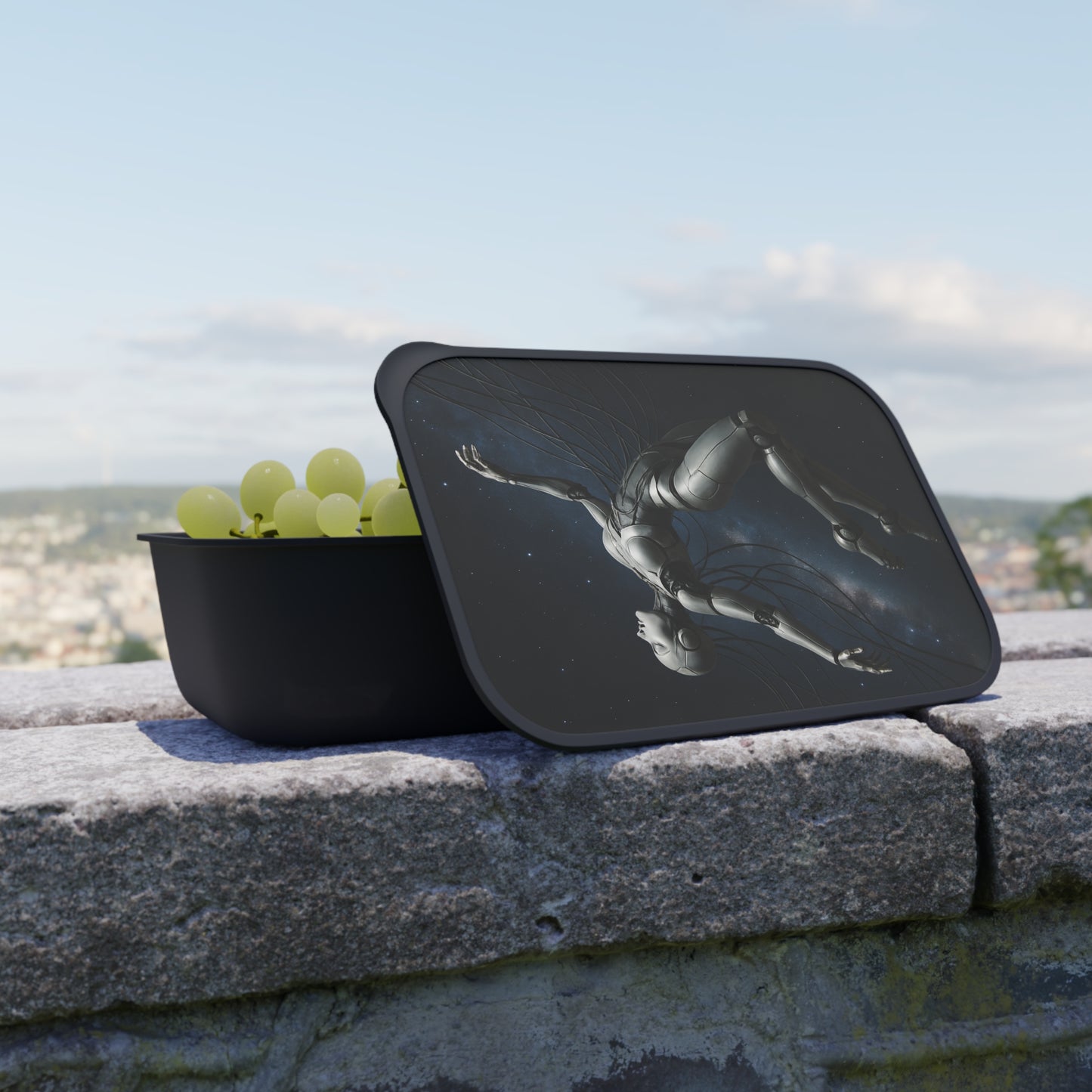 Futuristic Bento Box for Foodies, Lunch Box, Eco-Friendly Container, Stylish Utensils Set, Perfect for Work and School