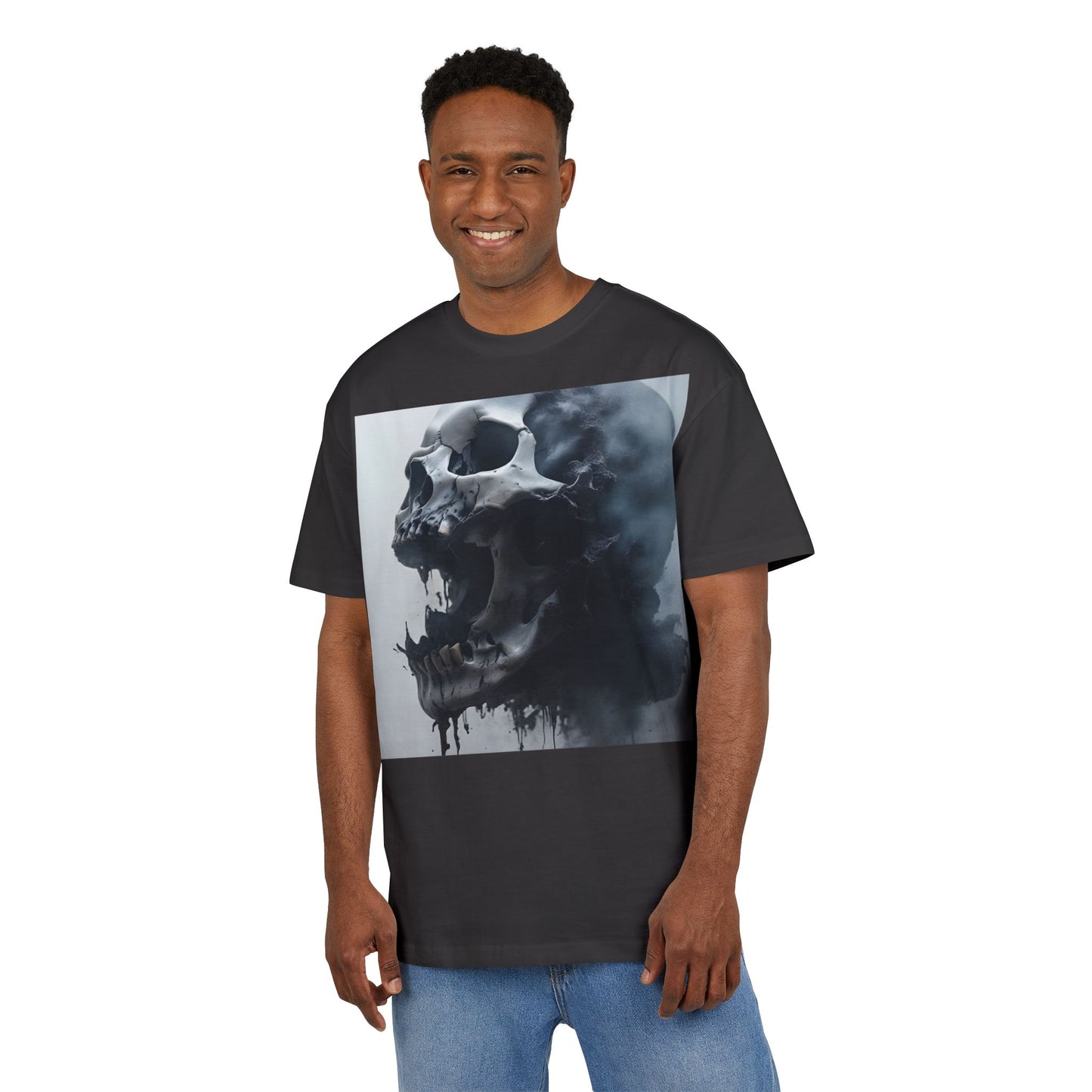 Gothic Skull Oversized Tee | Unisex, Grunge Fashion, Halloween Shirt, Dark Aesthetic, Casual Wear