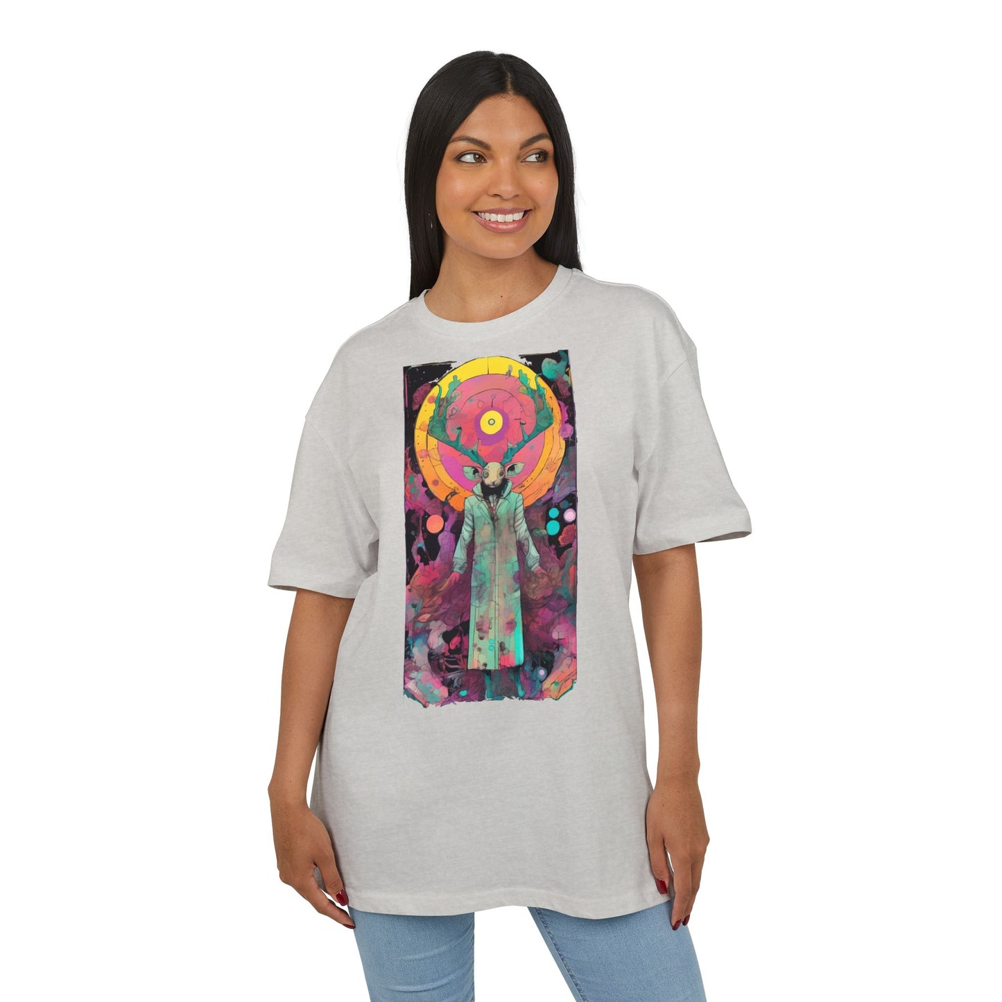 Vibrant Artistic Oversize Tee - Unisex Heavyweight T-Shirt, Bohemian Style, Gift for Art Lovers, Festival Wear, Casual Chic