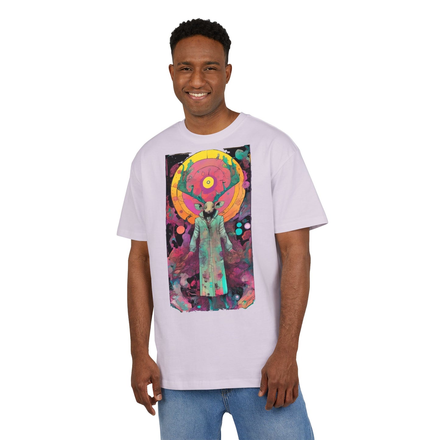 Vibrant Artistic Oversize Tee - Unisex Heavyweight T-Shirt, Bohemian Style, Gift for Art Lovers, Festival Wear, Casual Chic