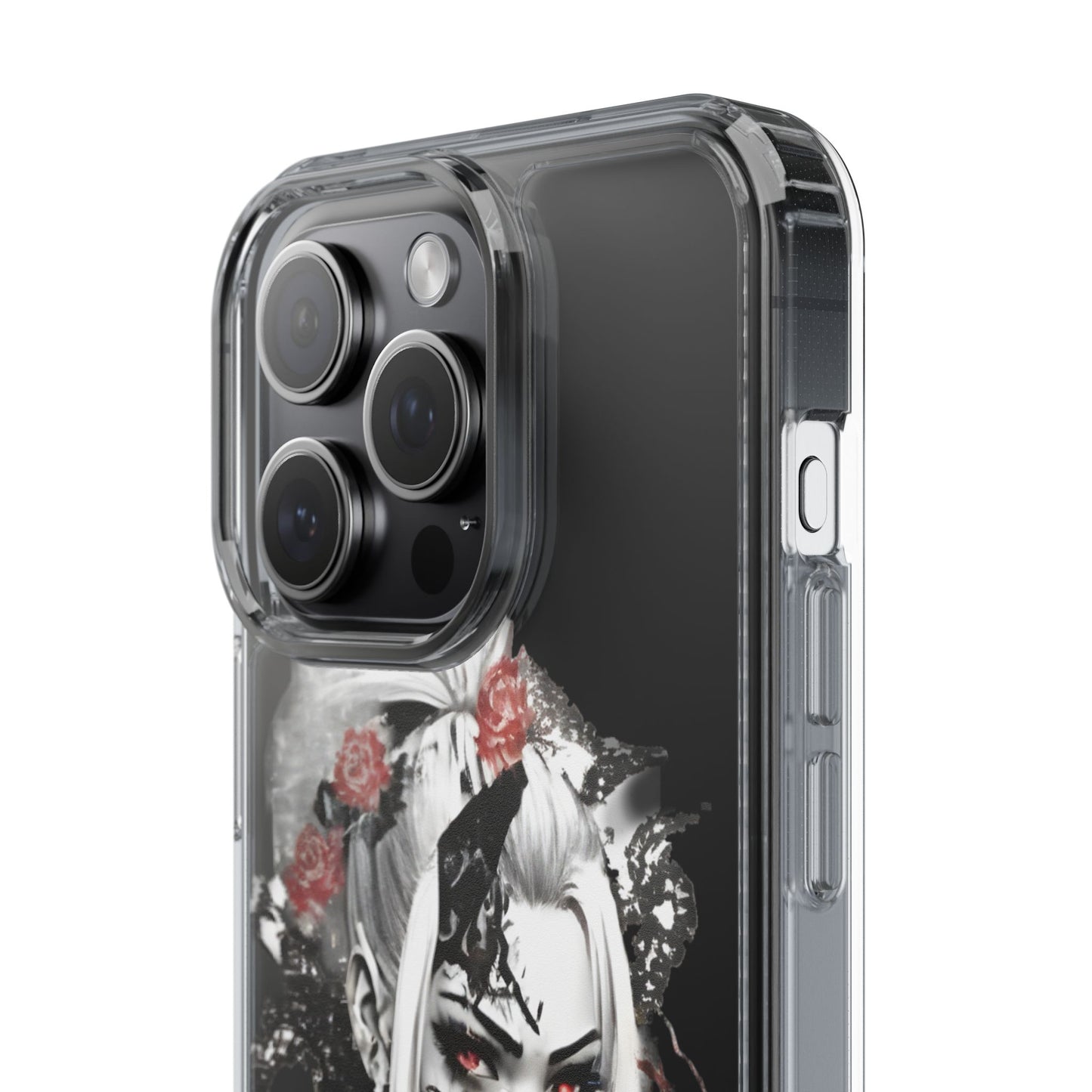Artistic Clear Phone Case with Floral Design