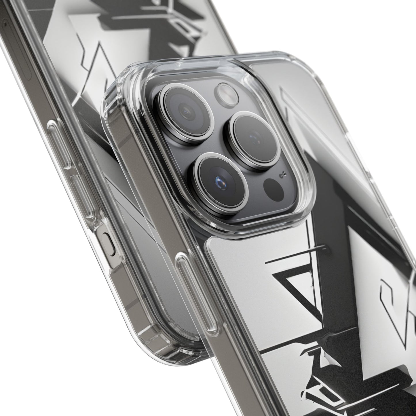 Clear Phone Case with Abstract Edgy Design Print