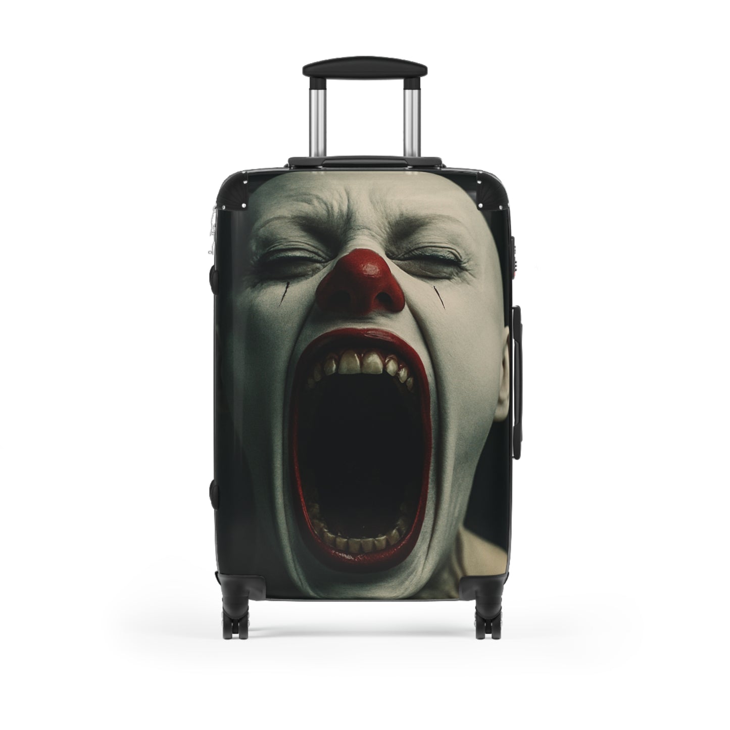 Creepy Clown Suitcase - Travel Luggage, Halloween Costume Prop, Spooky Gift for Horror Fans, Unique Checked Baggage, Statement Travel Gear
