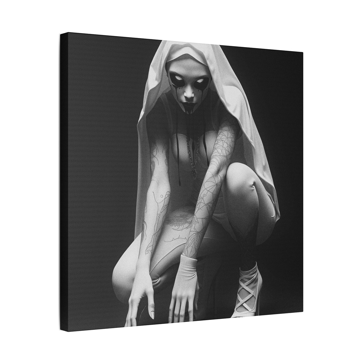 Gothic Art Print, Horror Decor, Canvas Wall Art, Home Aesthetic, Unique Gift, Modern Black and White Art