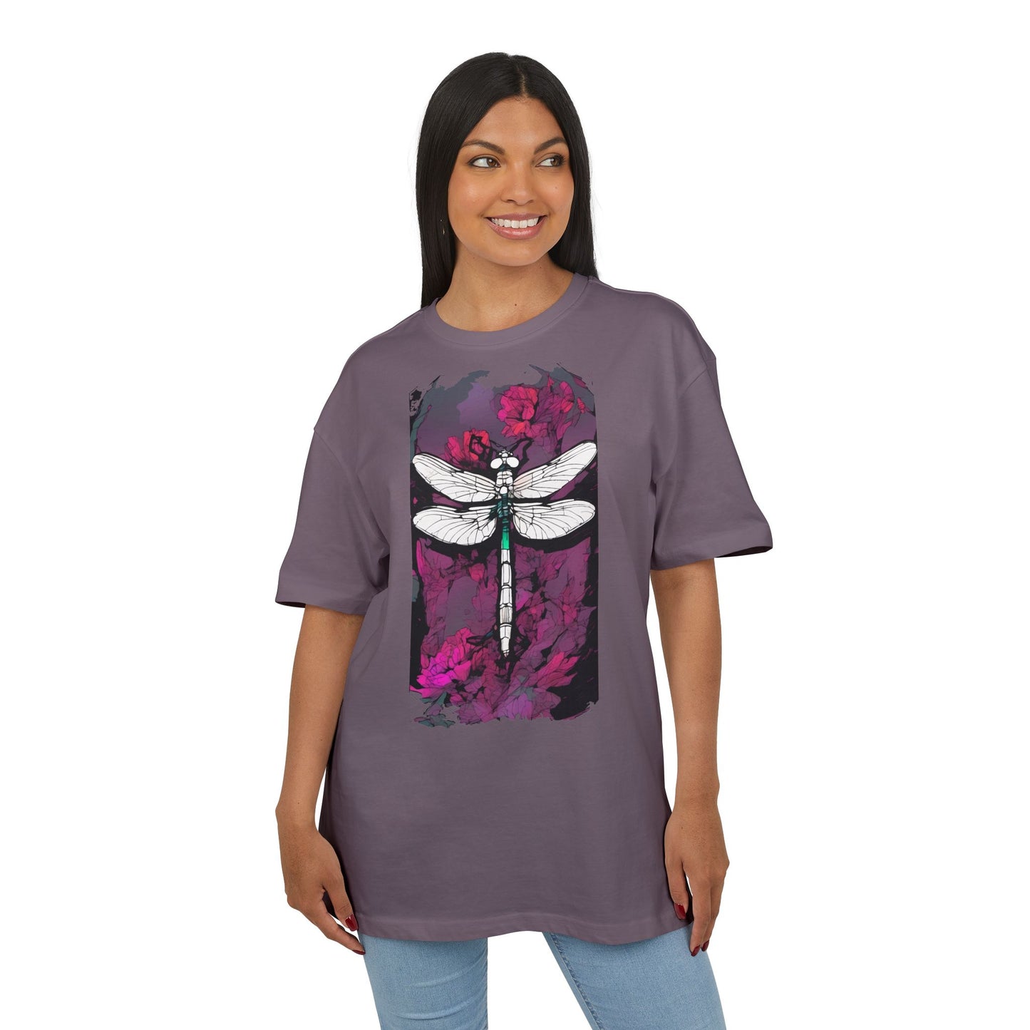 Dragonfly Art Unisex Heavy Oversize Tee, Nature Lover Shirt, Gift for Her, Artistic Tee, Summer Fashion, Relaxed Fit Clothing