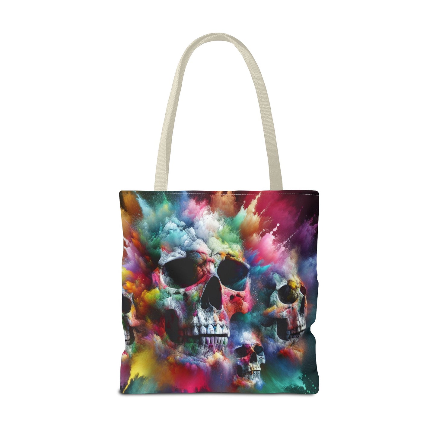 Colorful Skull Tote Bag - Artistic AOP Design, Perfect for Festivals, Everyday Use, Gift for Art Lovers, Boho Vibes