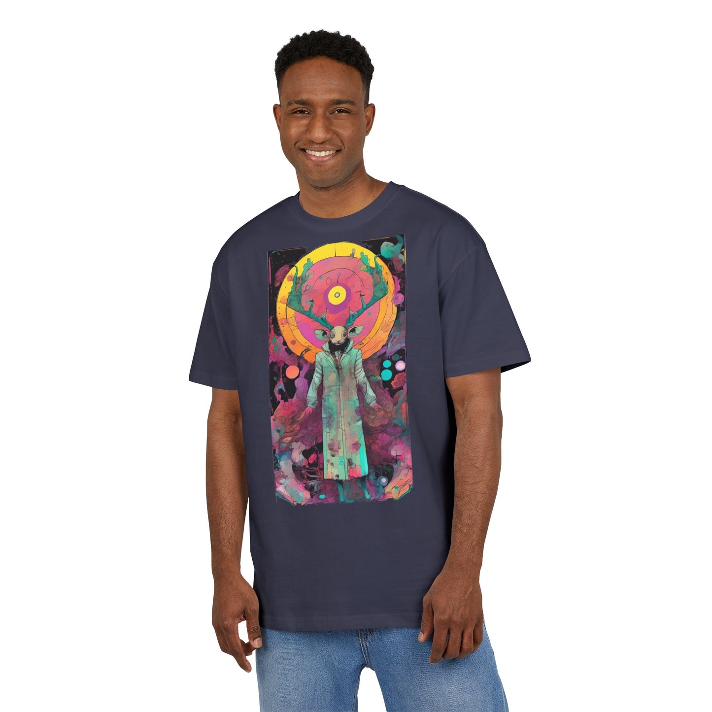 Vibrant Artistic Oversize Tee - Unisex Heavyweight T-Shirt, Bohemian Style, Gift for Art Lovers, Festival Wear, Casual Chic