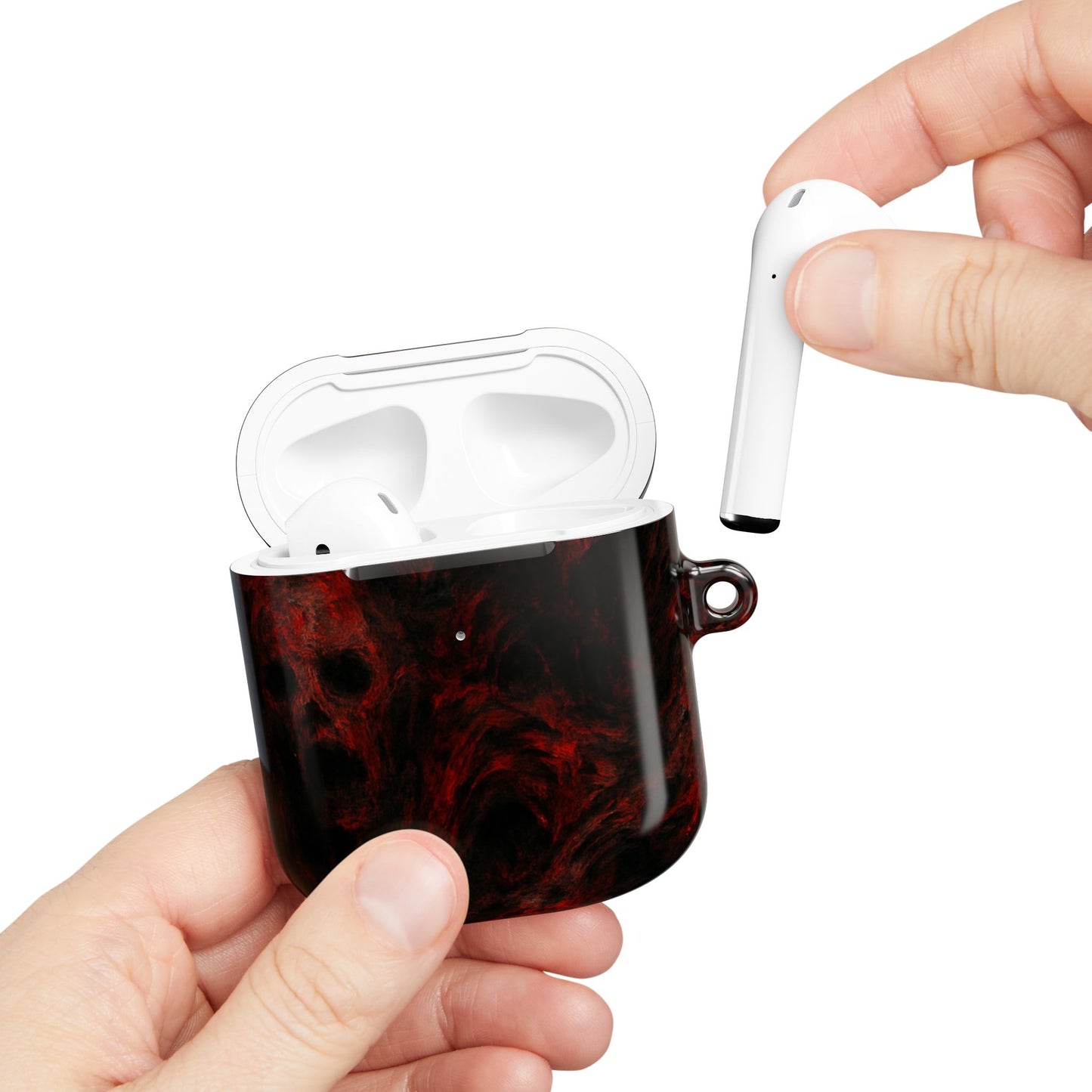 Stylish AirPod Cases with a Bold Red Marble Design, Unique Accessories for Music Lovers, Perfect Gift for Teens, Great for Holidays