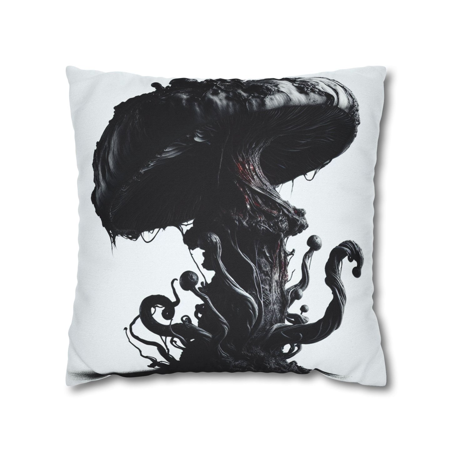 Gothic Mushroom Pillowcase | Dark Art Decor, Home Accent, Unique Gift, Black and White Throw Pillow, Living Room Decor