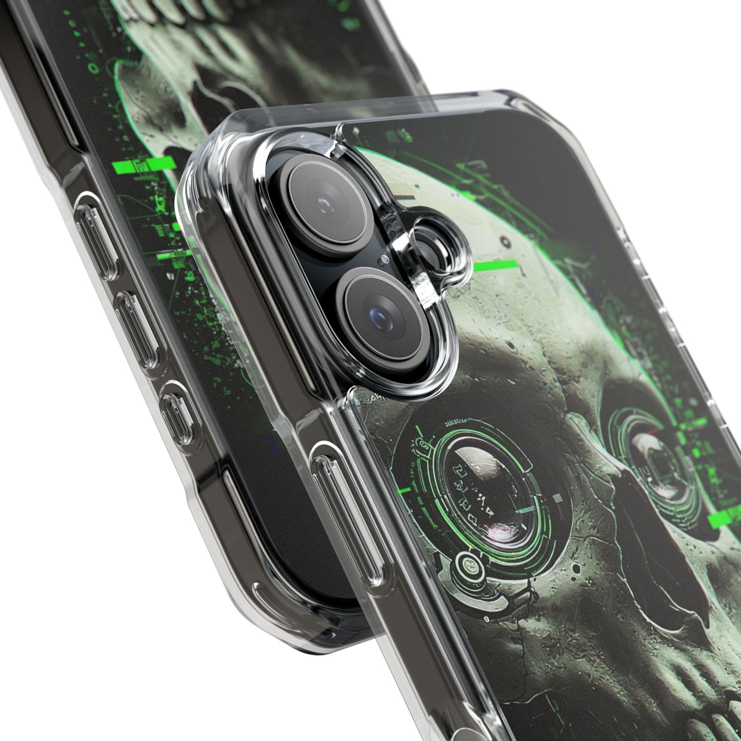 Gothic Skull Phone Case, Cyberpunk Design, Clear Impact Protection, Unique Gift for Him, Halloween Accessories, Tech Lover