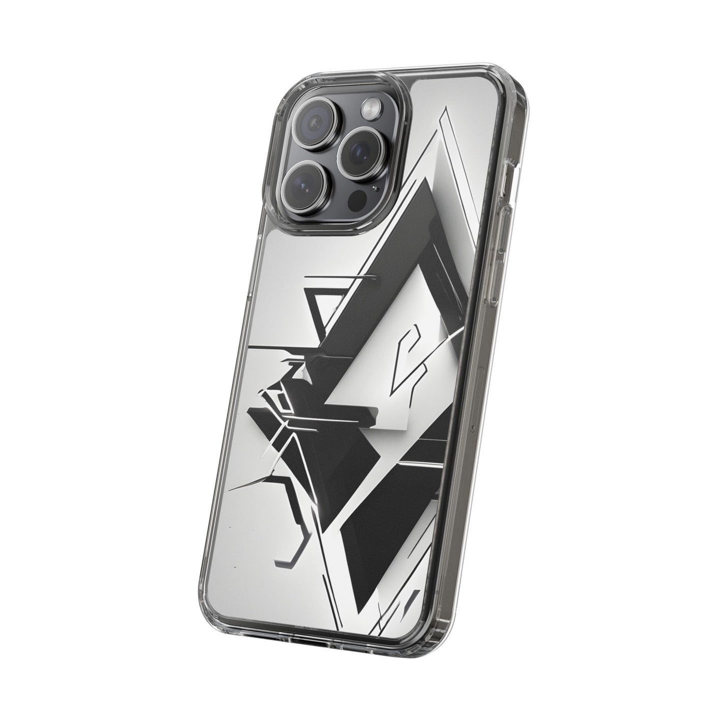 Clear Phone Case with Abstract Edgy Design Print