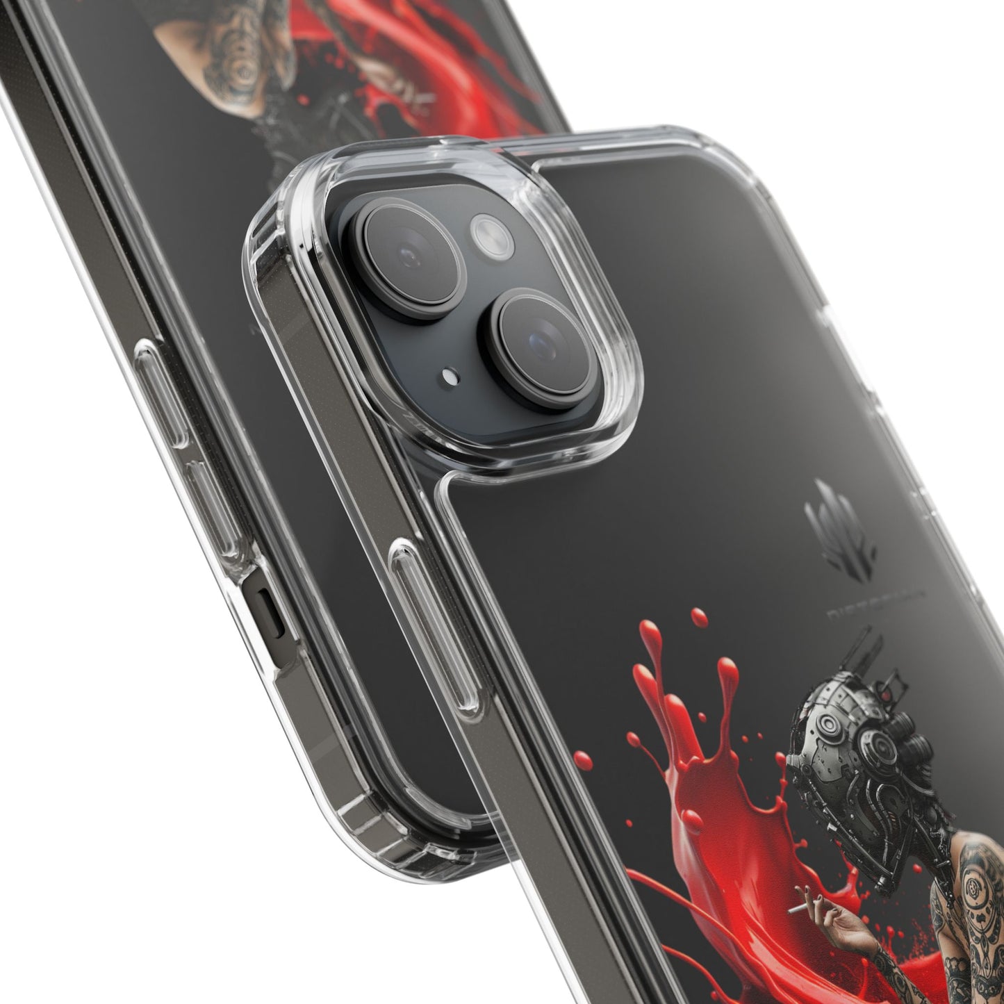Dystopian Art Clear Phone Case - Futuristic Style with Bold Design