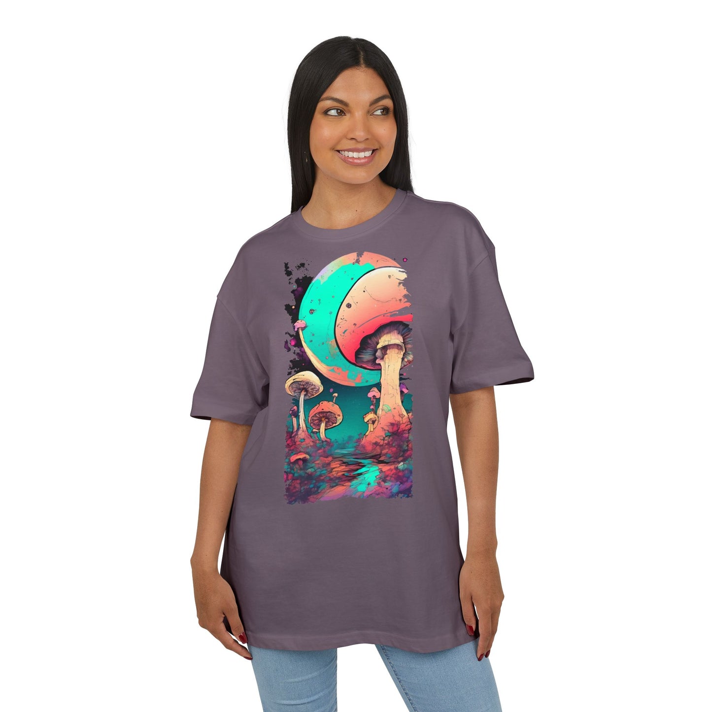 Cosmic Mushroom Graphic Tee, Unisex Oversized Shirt, Boho Vibe Top, Festival Wear, Unique Gift for Nature Lovers, Relaxed Fit Shirt