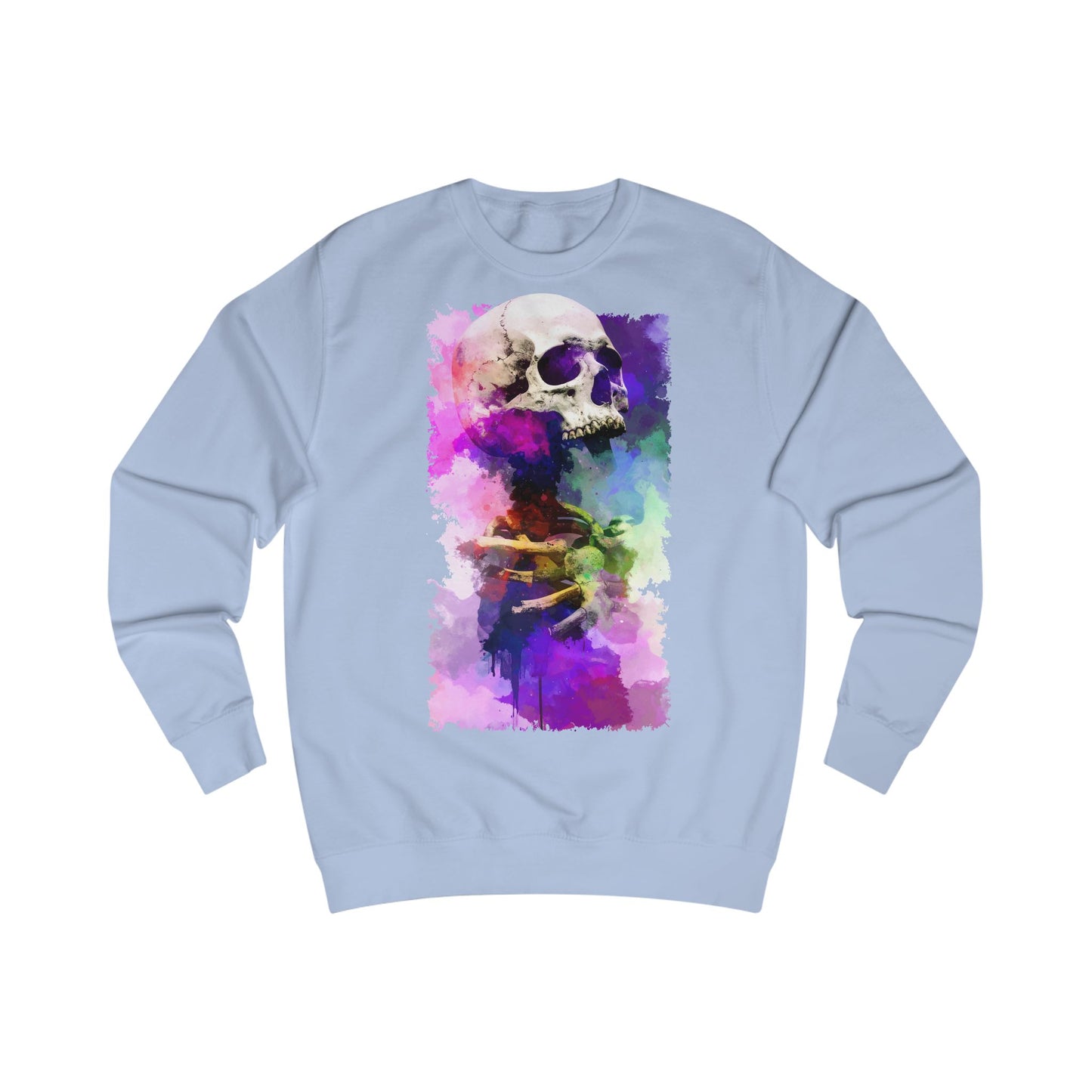 Vibrant Artistic Skull Unisex Sweatshirt, Gift for Art Lovers, Casual Wear, Halloween Style, Trendy Fall Fashion, Cozy Streetwear