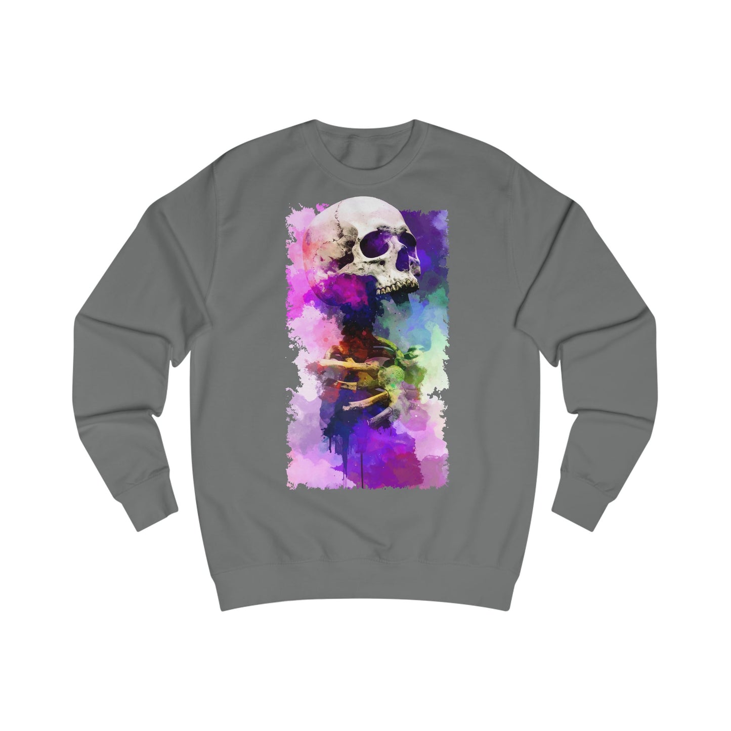 Vibrant Artistic Skull Unisex Sweatshirt, Gift for Art Lovers, Casual Wear, Halloween Style, Trendy Fall Fashion, Cozy Streetwear