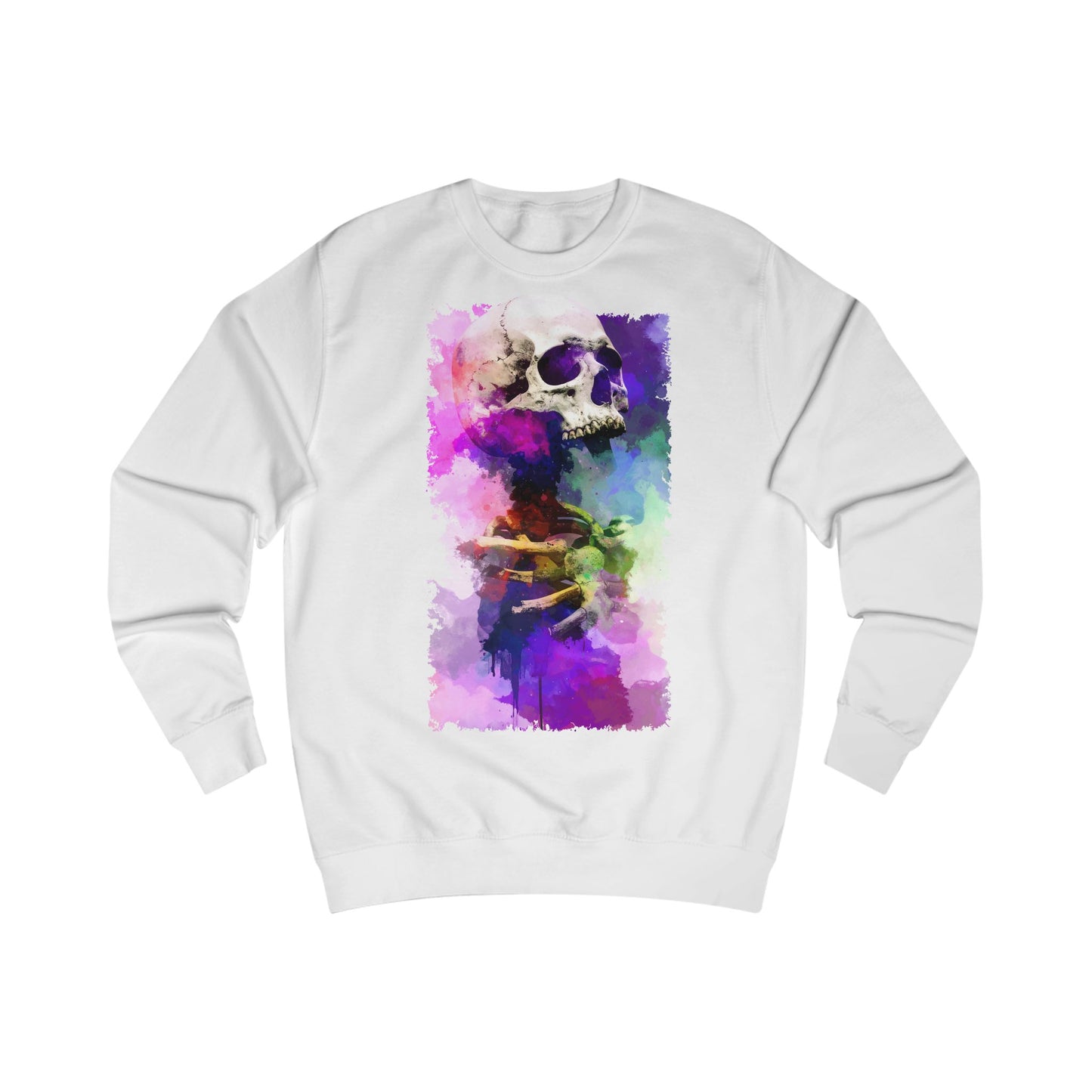 Vibrant Artistic Skull Unisex Sweatshirt, Gift for Art Lovers, Casual Wear, Halloween Style, Trendy Fall Fashion, Cozy Streetwear