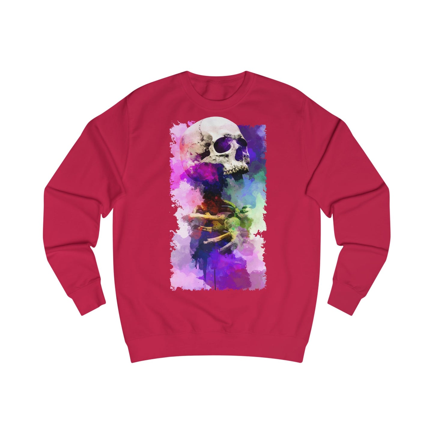 Vibrant Artistic Skull Unisex Sweatshirt, Gift for Art Lovers, Casual Wear, Halloween Style, Trendy Fall Fashion, Cozy Streetwear