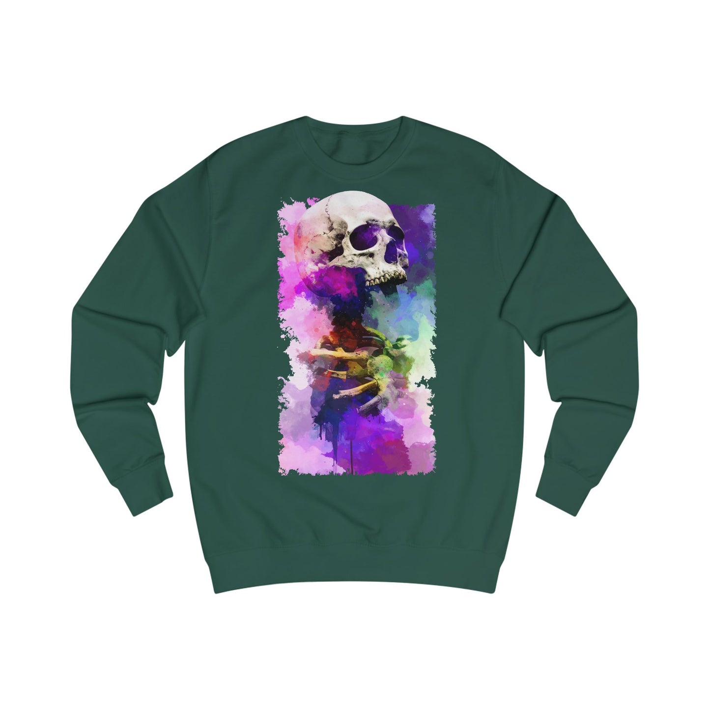Vibrant Artistic Skull Unisex Sweatshirt, Gift for Art Lovers, Casual Wear, Halloween Style, Trendy Fall Fashion, Cozy Streetwear